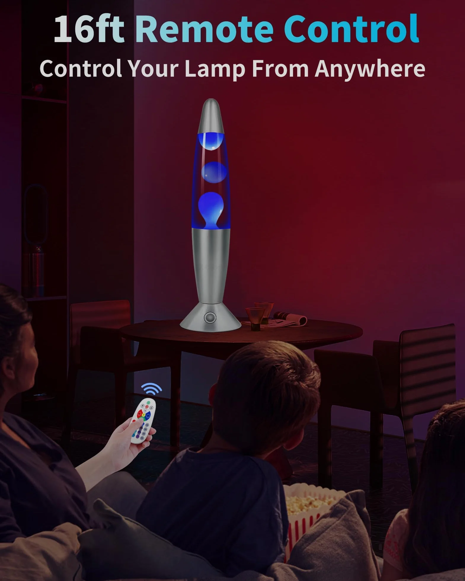 Lampe à Lave XXL LED 17 Couleurs avec Télécommande, Lampe à Mouvement Liquide 42cm, Veilleuse Cadeau Anniversaire Noel