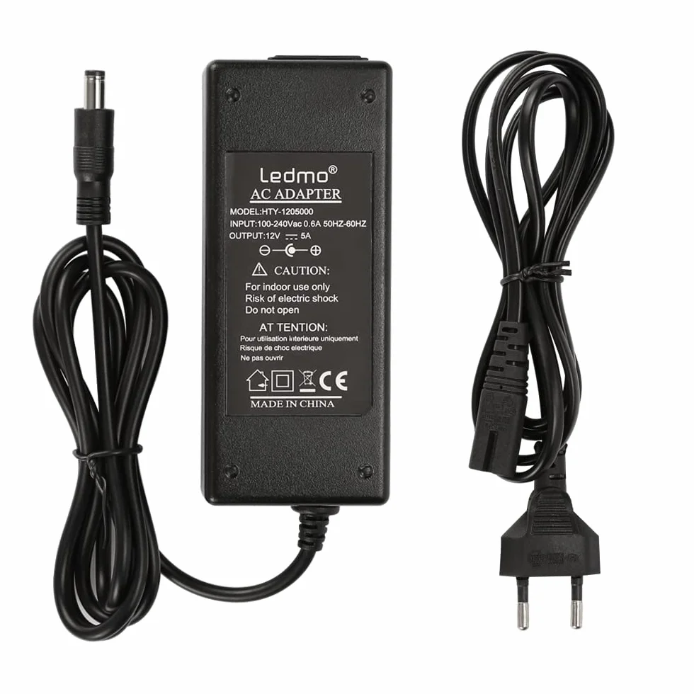 LEDMO Alimentation Adaptateur 12V 5A 60W Chargeur LED Ruban
