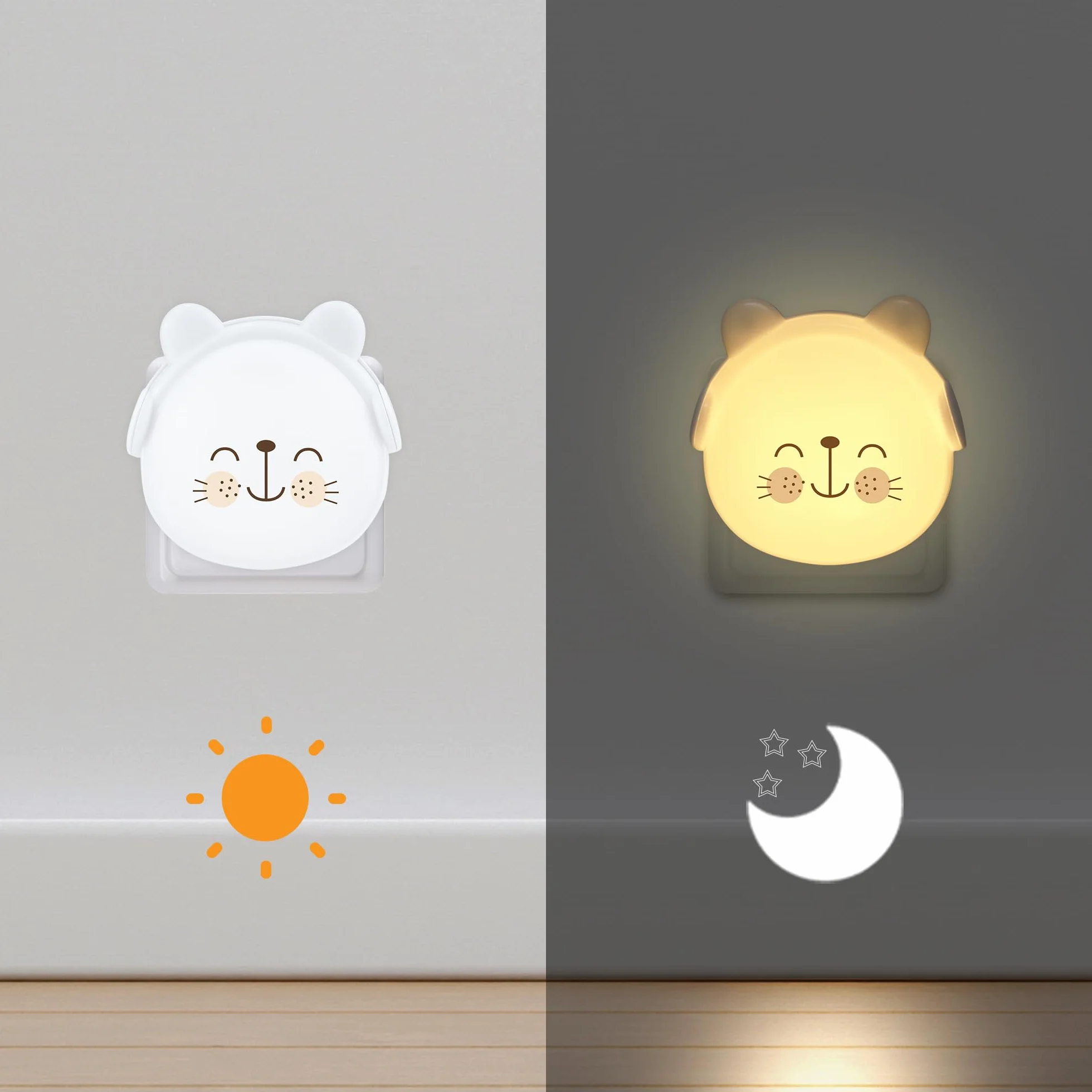 Annmore Veilleuse Bebe sur Prise Lampe Chevet Enfant Chambre Veilleuse Murale LED