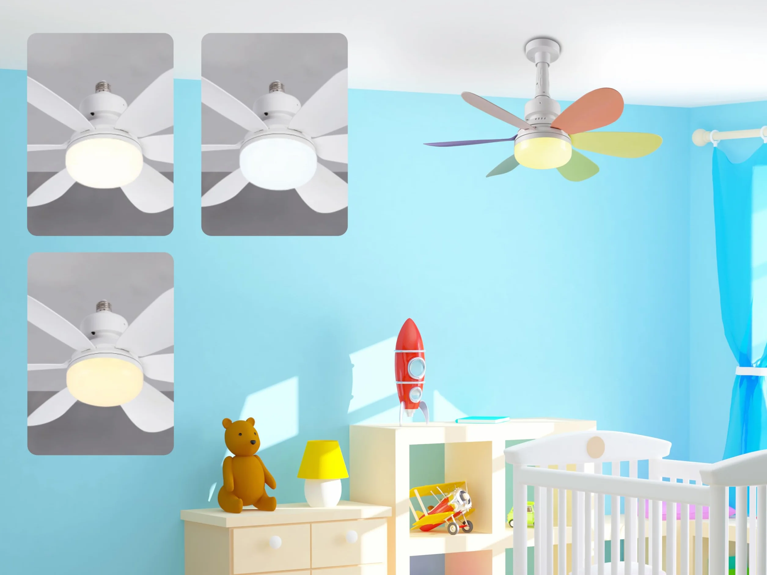 BEPER P206VEN610 Ventilateur de plafond 40W Éclairage ventilation design interchangeable 2 jeux de pales 3 vitesses Télécommande