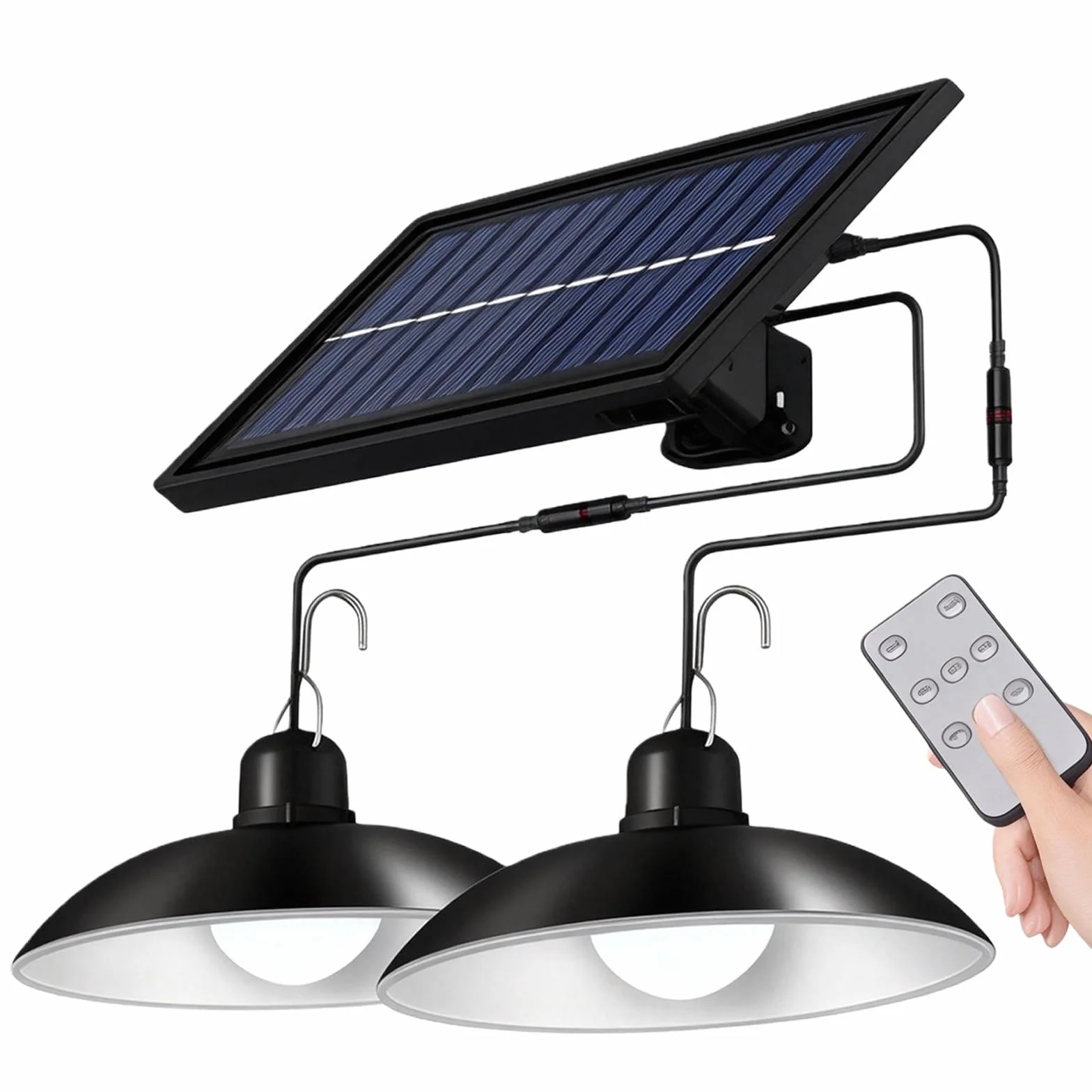 Lampe Solaire LED Intérieur Extérieur avec Télécommande, 3 Luminosités, Chaud, pour Jardin Pergola Garage