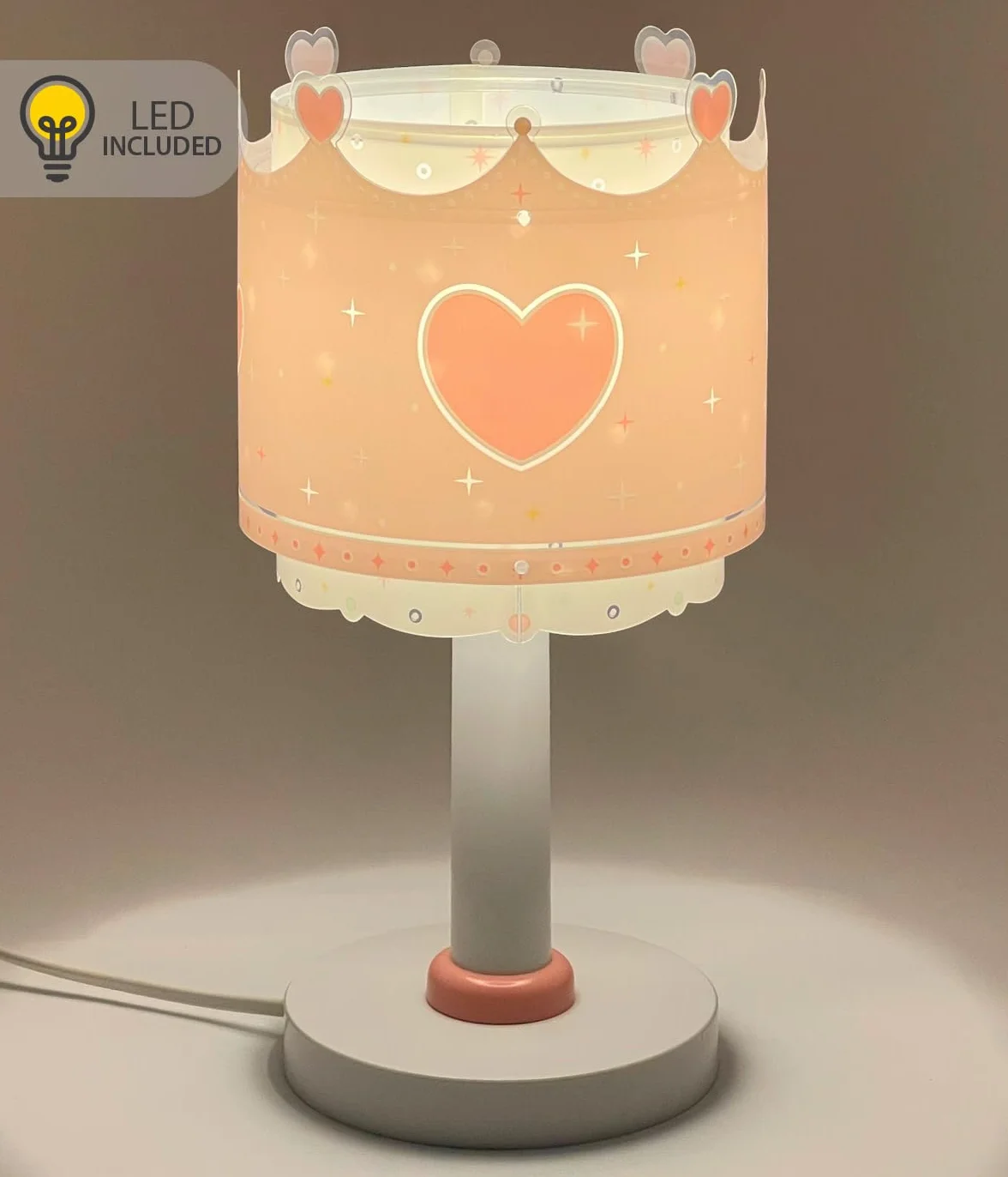 Dalber Lampe de chevet enfant Little Queen Reine Princesse Couronne G4 LED 4 W Rose