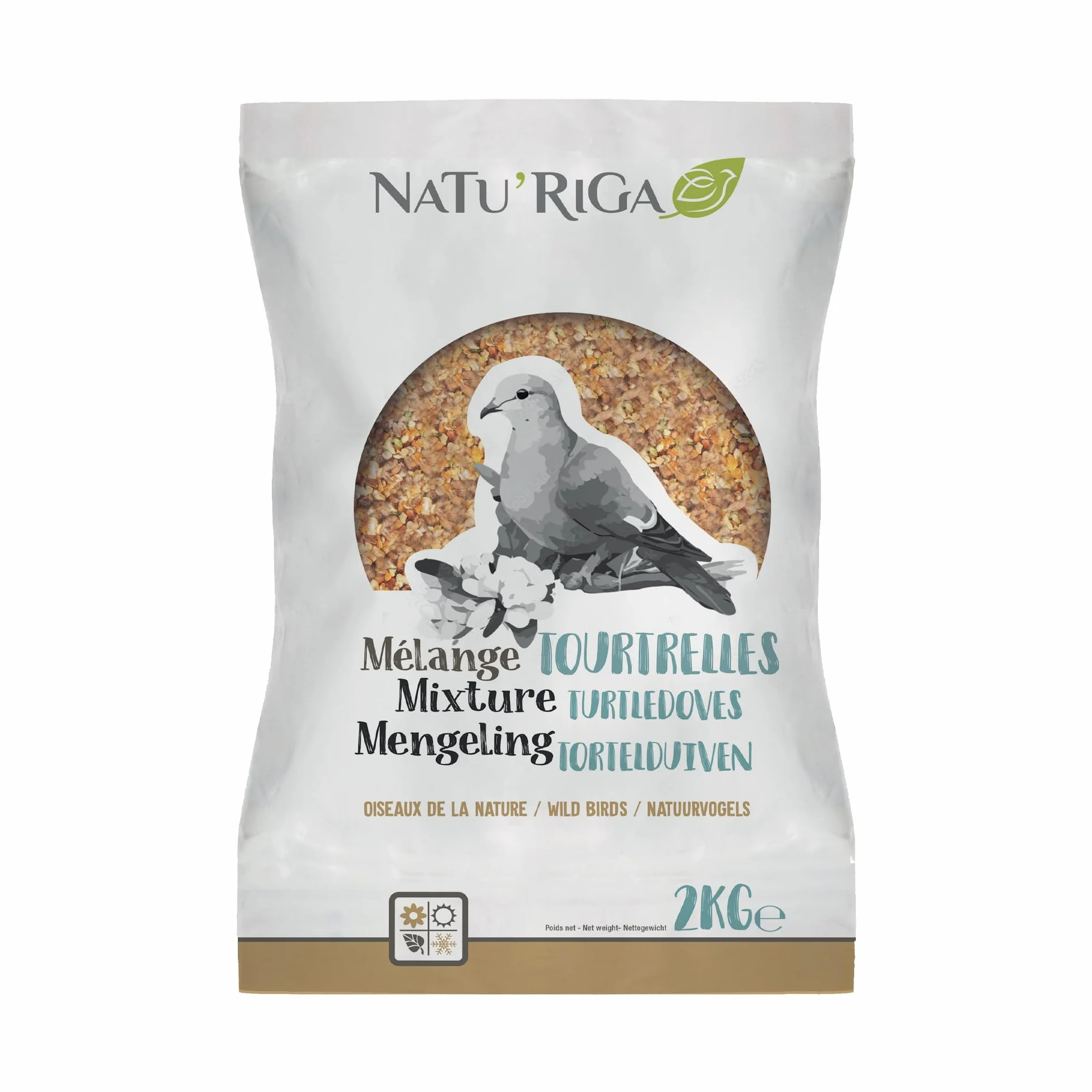 NATU'RIGA Mélange Tourterelles Nourriture Oiseaux Extérieur 2KG