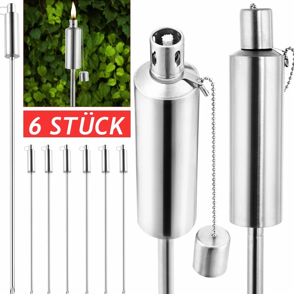 Deuba Torche de jardin à l'huile flambeau acier inoxydable 115 cm