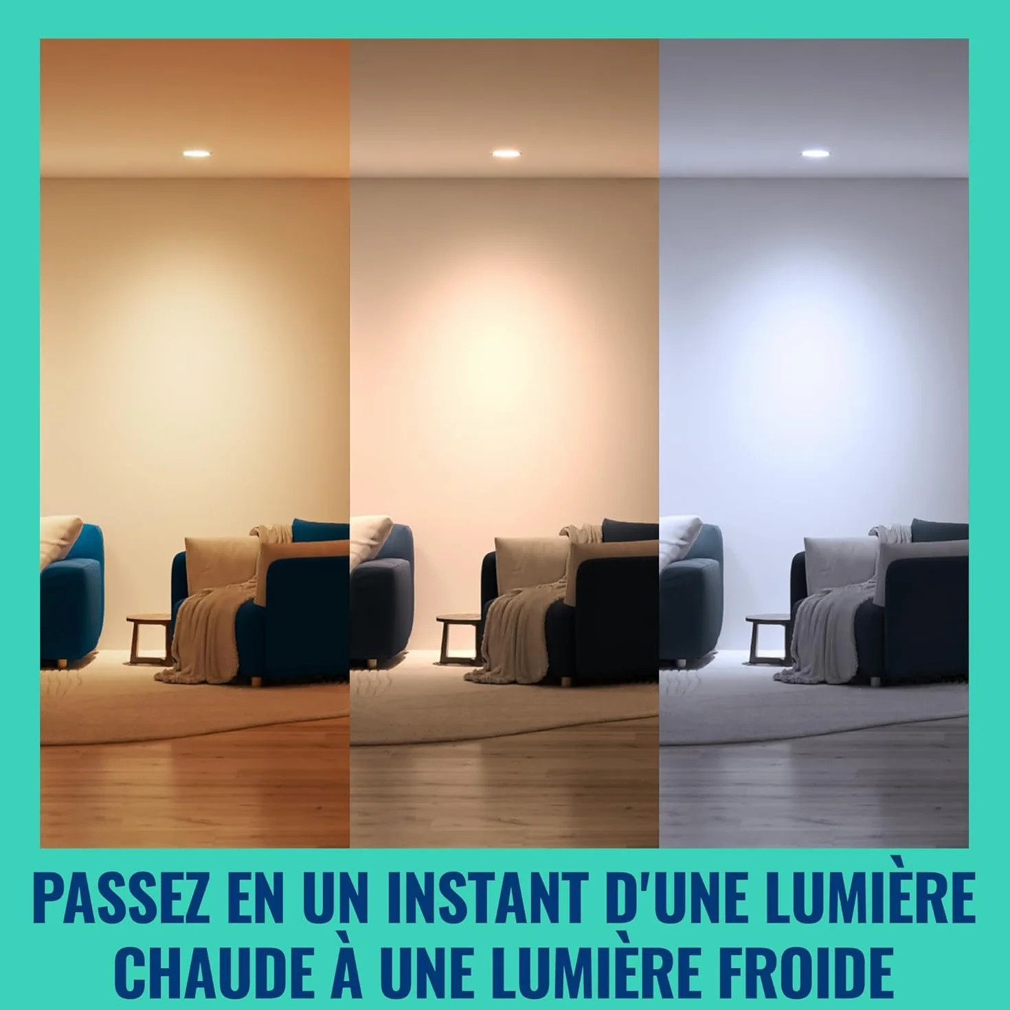 WiZ Spot LED connecté GU10 verre Multicolore Blanc 50W 2200-6500K 345lm intensité réglable compatible Alexa Google Assistant Apple Home pack de 1