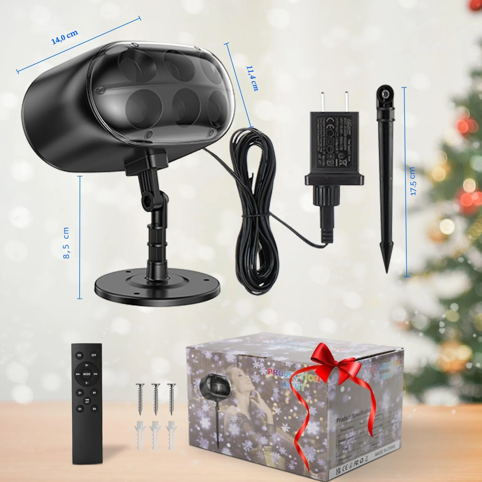 Projecteur de Noël extérieur LED flocon de neige avec télécommande minuterie étanche pour jardin décoration