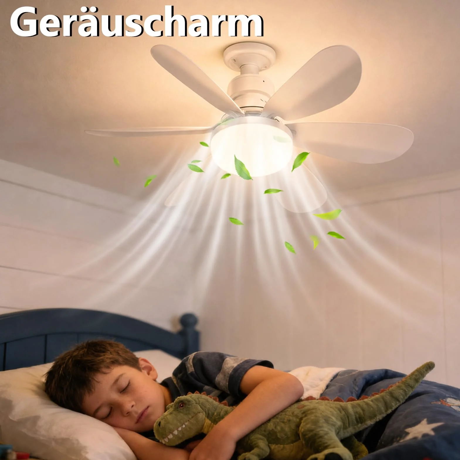Ventilateur de Plafond avec Lumière et Télécommande 50cm LED E27 Dimmable Minuterie 3 Températures 3000K-6500K 3 Vitesses