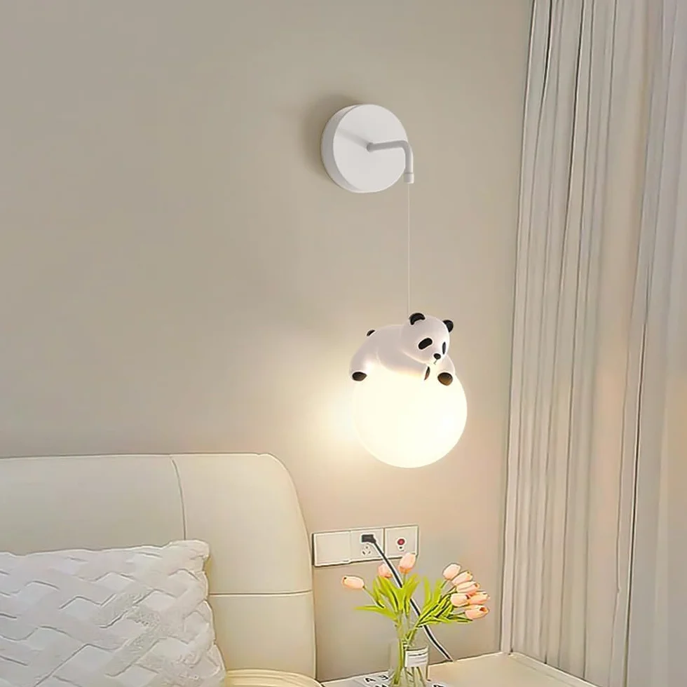 Applique murale câblée pour chambre d'enfant, impression 3D, boule de lune, lampe de chevet nordique à intensité variable