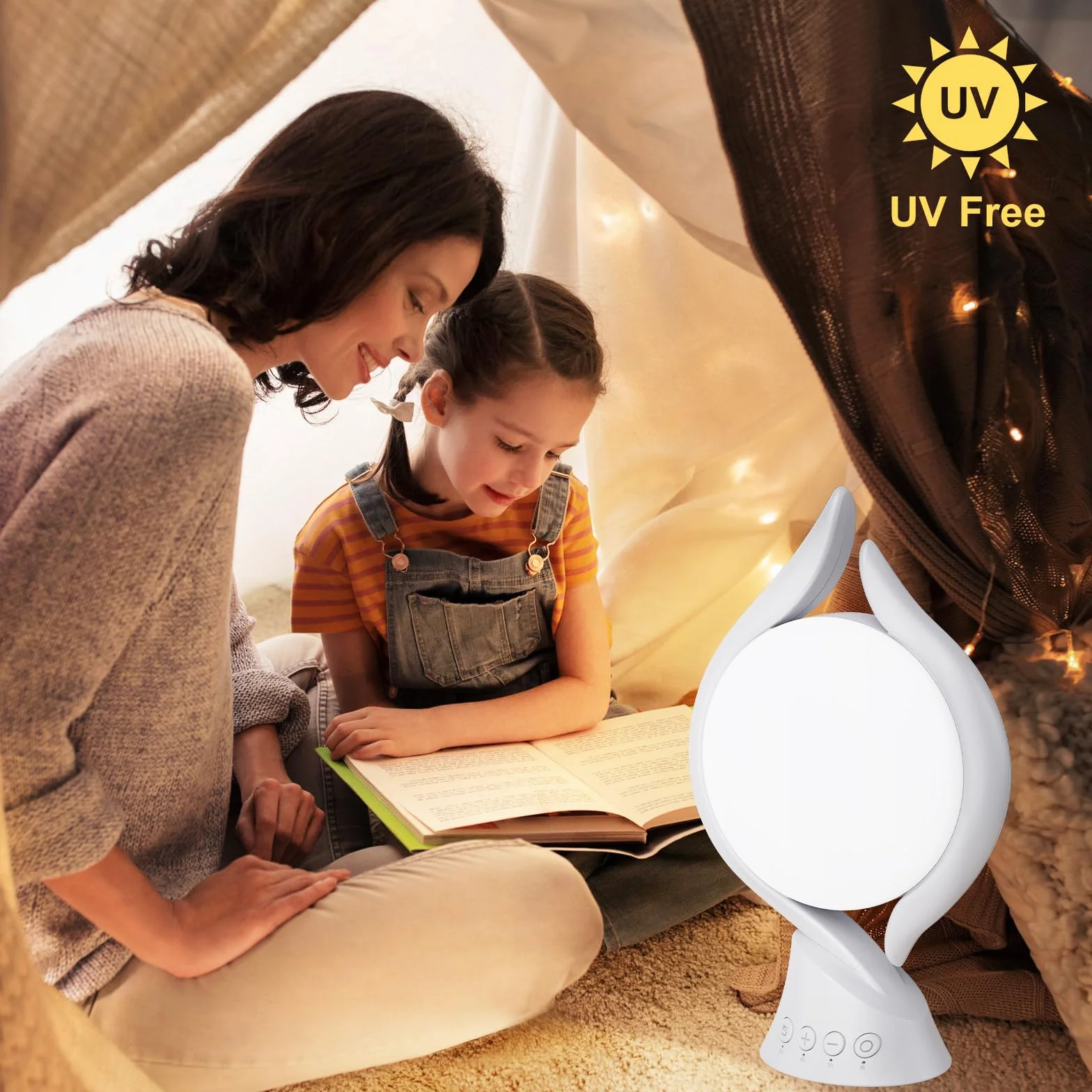 Lampe luminothérapie 10000 Lux 3 couleurs 4 minuteries 5 intensités réglables mémoire sans UV