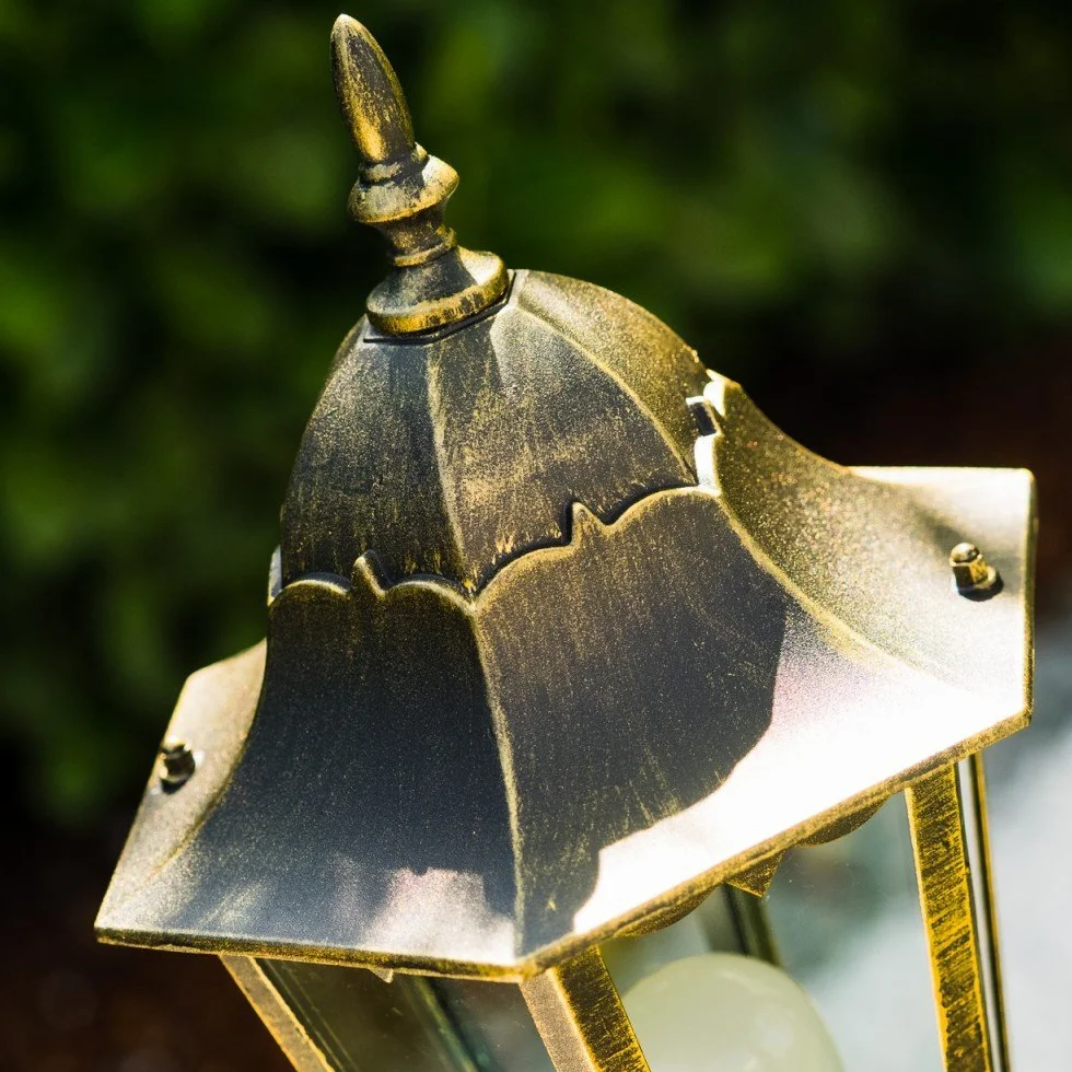Lampe d'extérieur Hongkong lampadaire antique fonte aluminium brun or verre dépoli 120 cm E27 IP44