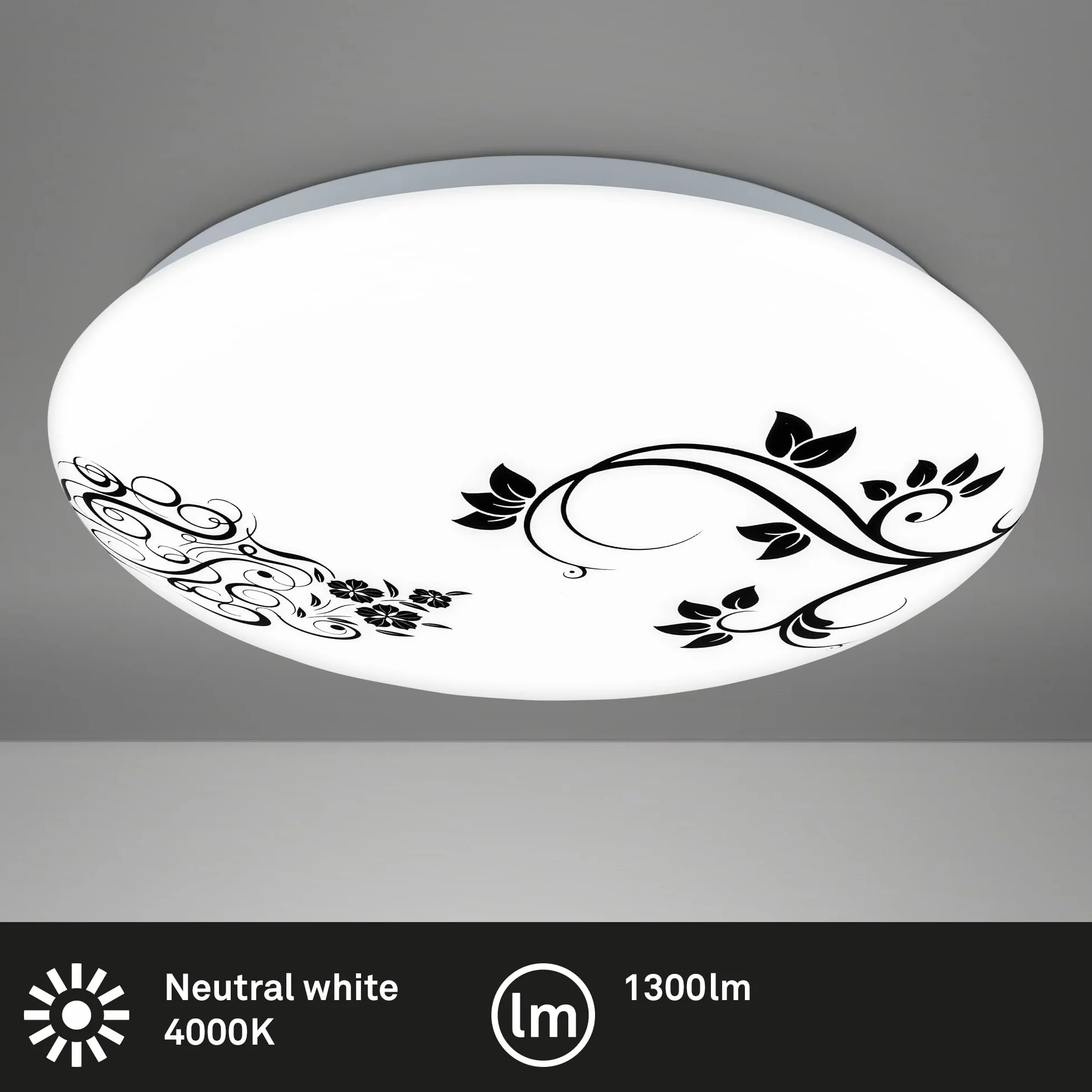 Plafonnier LED BRILONER motif floral 28 cm blanc neutre lampe salon cuisine chambre