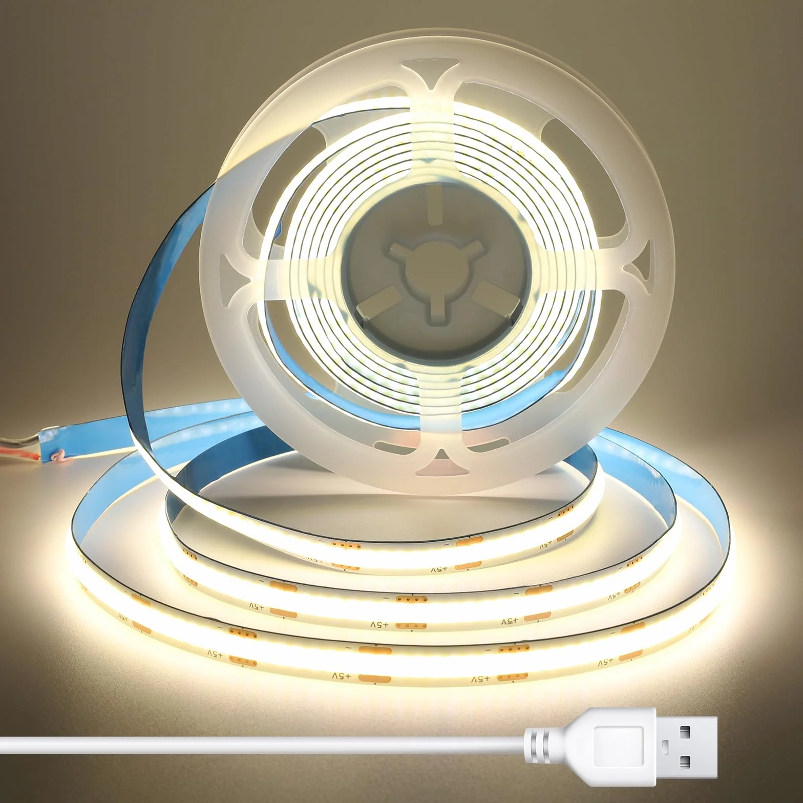 Ruban LED COB USB 5V 8mm Blanc Naturel 4000K IRC92 Flexible Sans Point