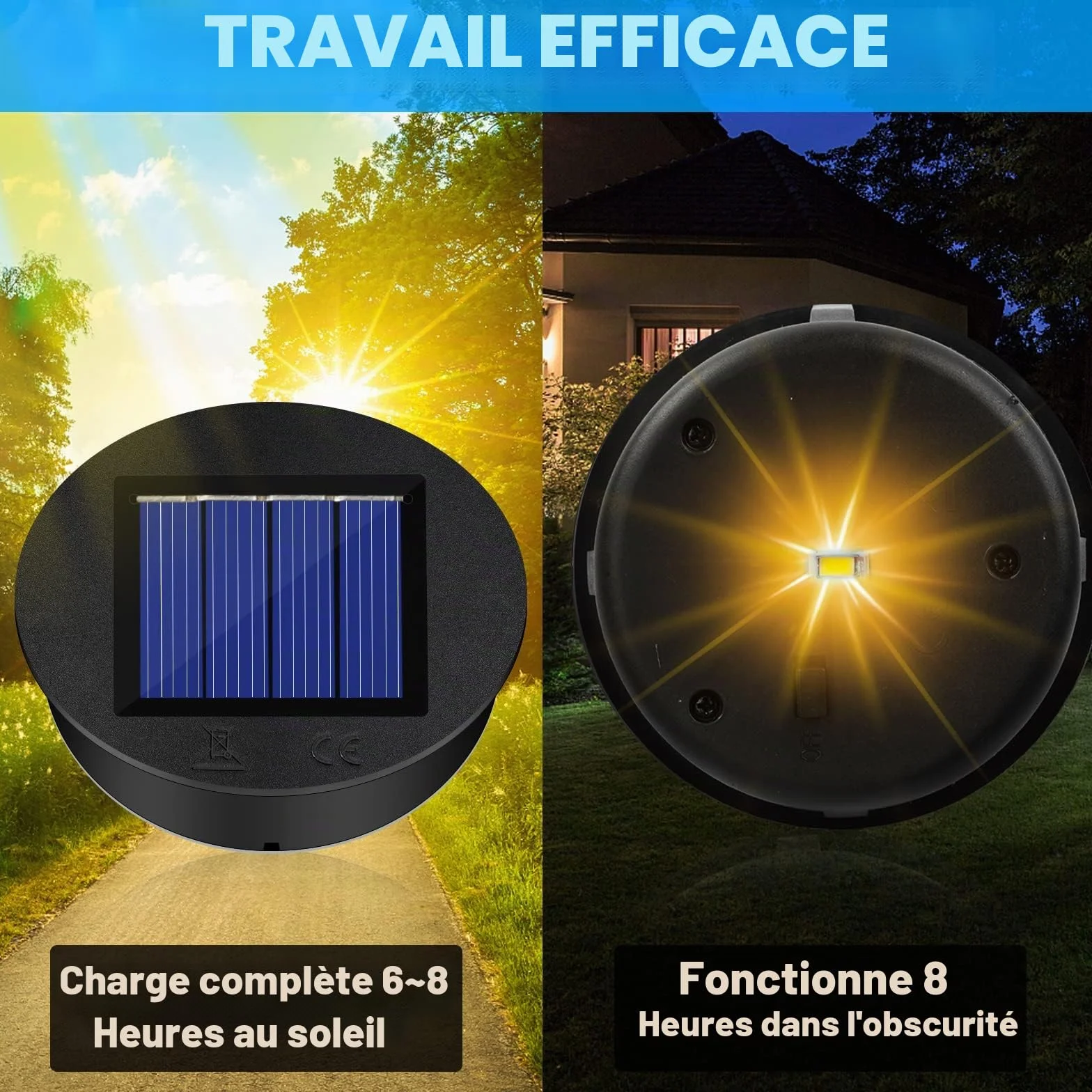 Lampes Solaires de Rechange 4 Pièces, Panneau Solaire Lanterne Couvercle, Remplacement Lumières Solaires Top 8cm