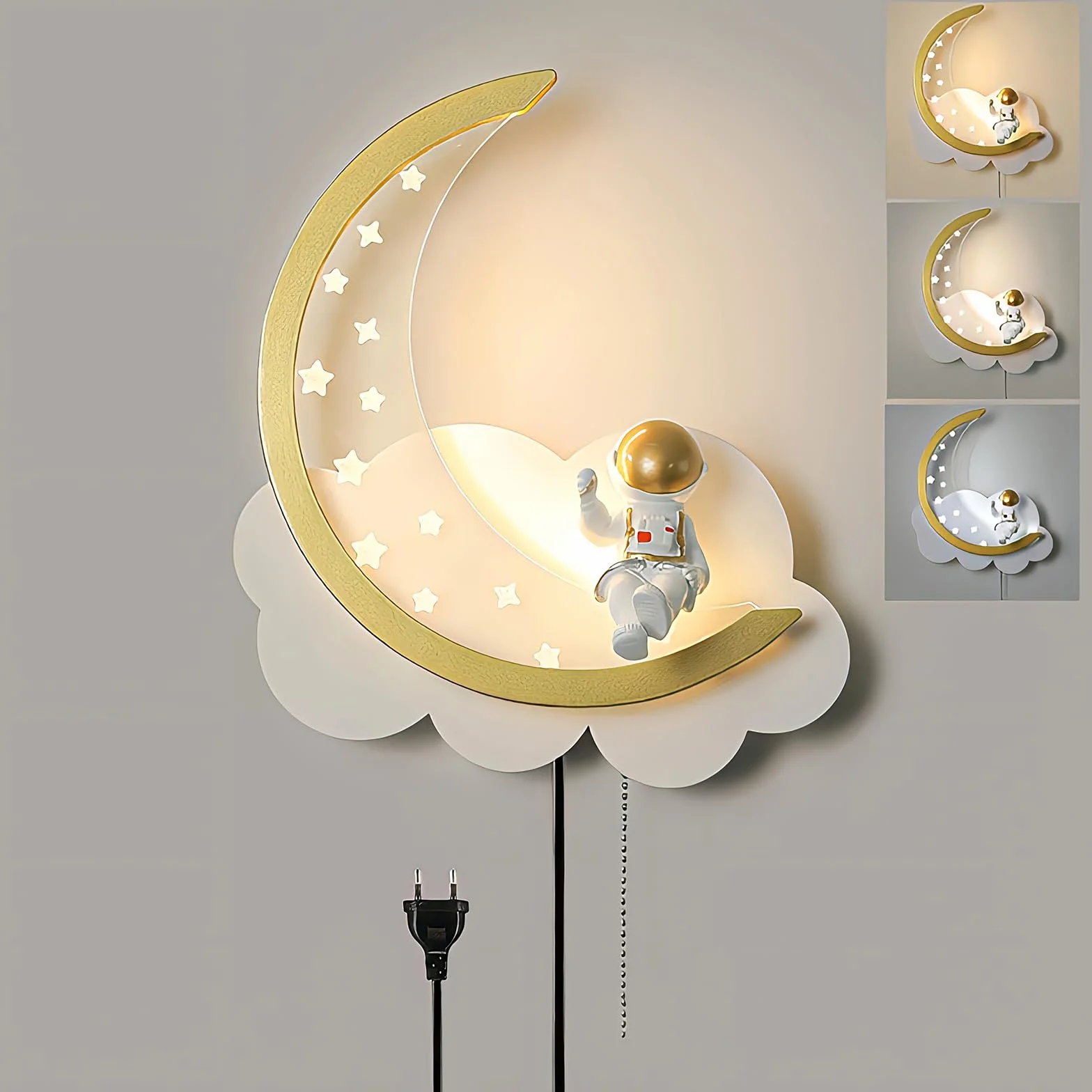 Applique Murale LED Dimmable avec Interrupteur Lampe de Chevet Chambre Nuage Astronaute Veilleuse Enfant