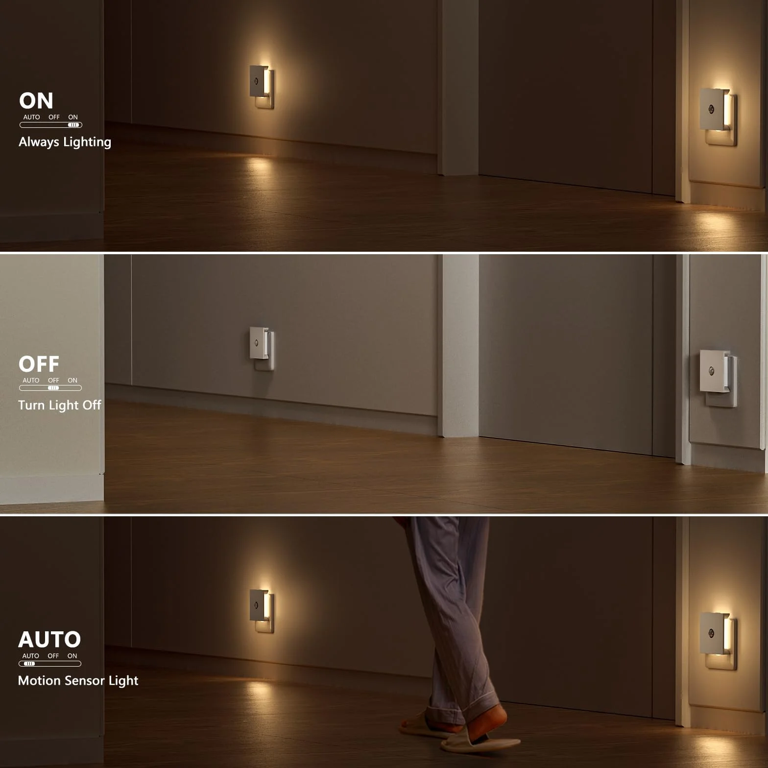 Veilleuse Prise Electrique 2PCS Enfant Dimmable Detecteur de Mouvement avec Fonction Mémoire 2700K Blanc Chaud
