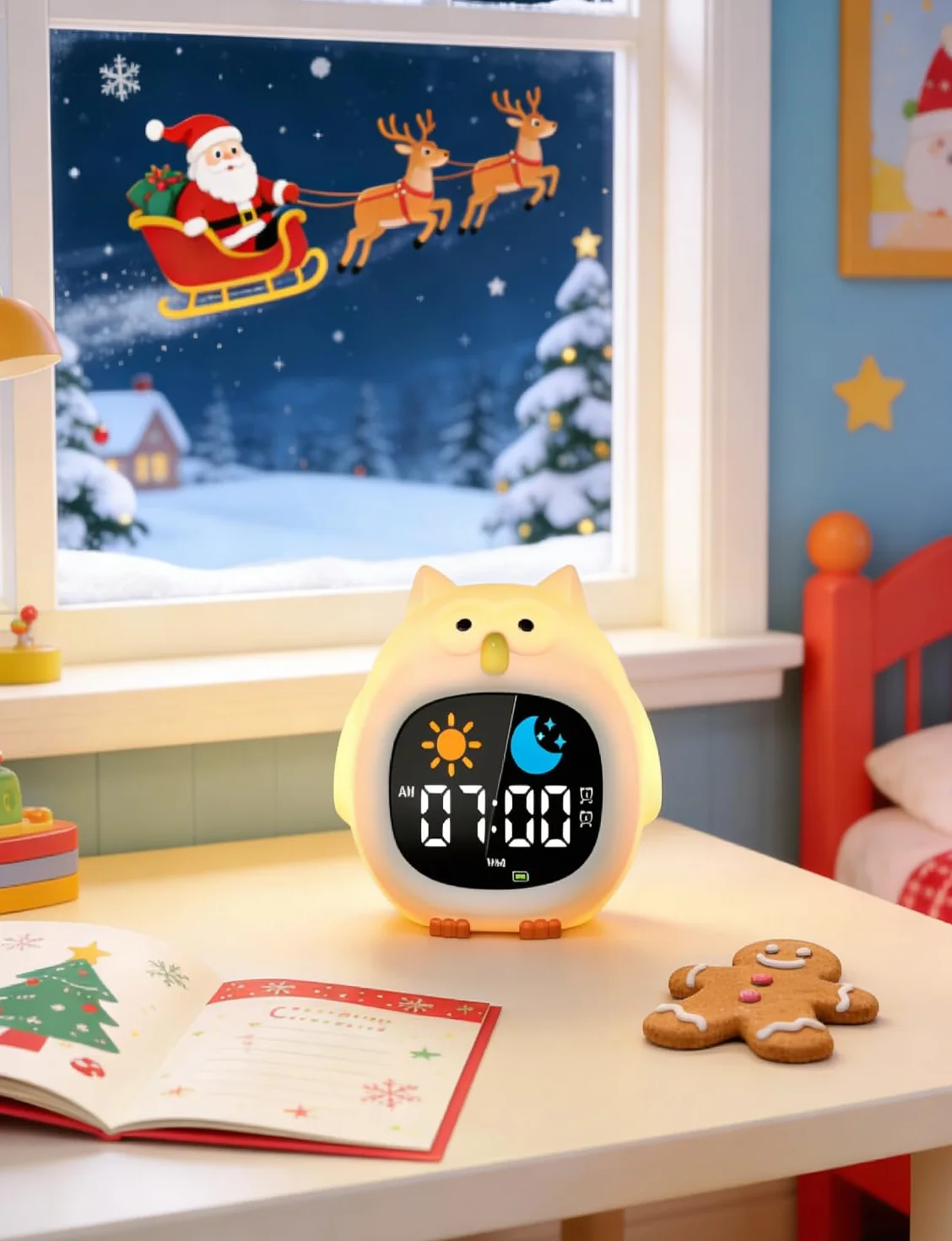 YISSVIC Réveil Enfant Éducatif avec Alarme Lumineuse 7 Couleurs 10 Chansons Hibou