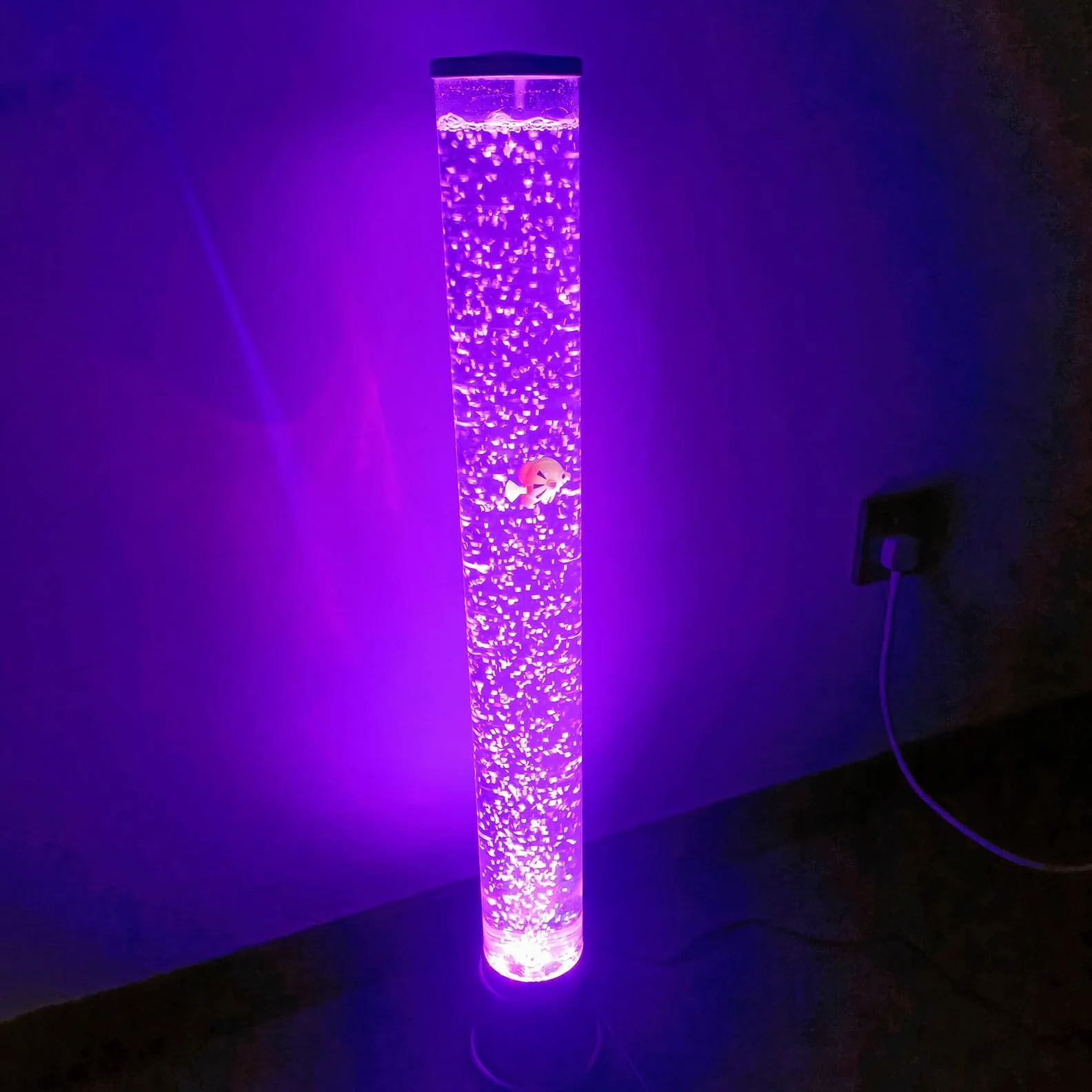 Fantasy Bubble Fish Tube LED Aquarium 2.5 Pieds 6 Poissons Artificiels 7 Couleurs Changeantes