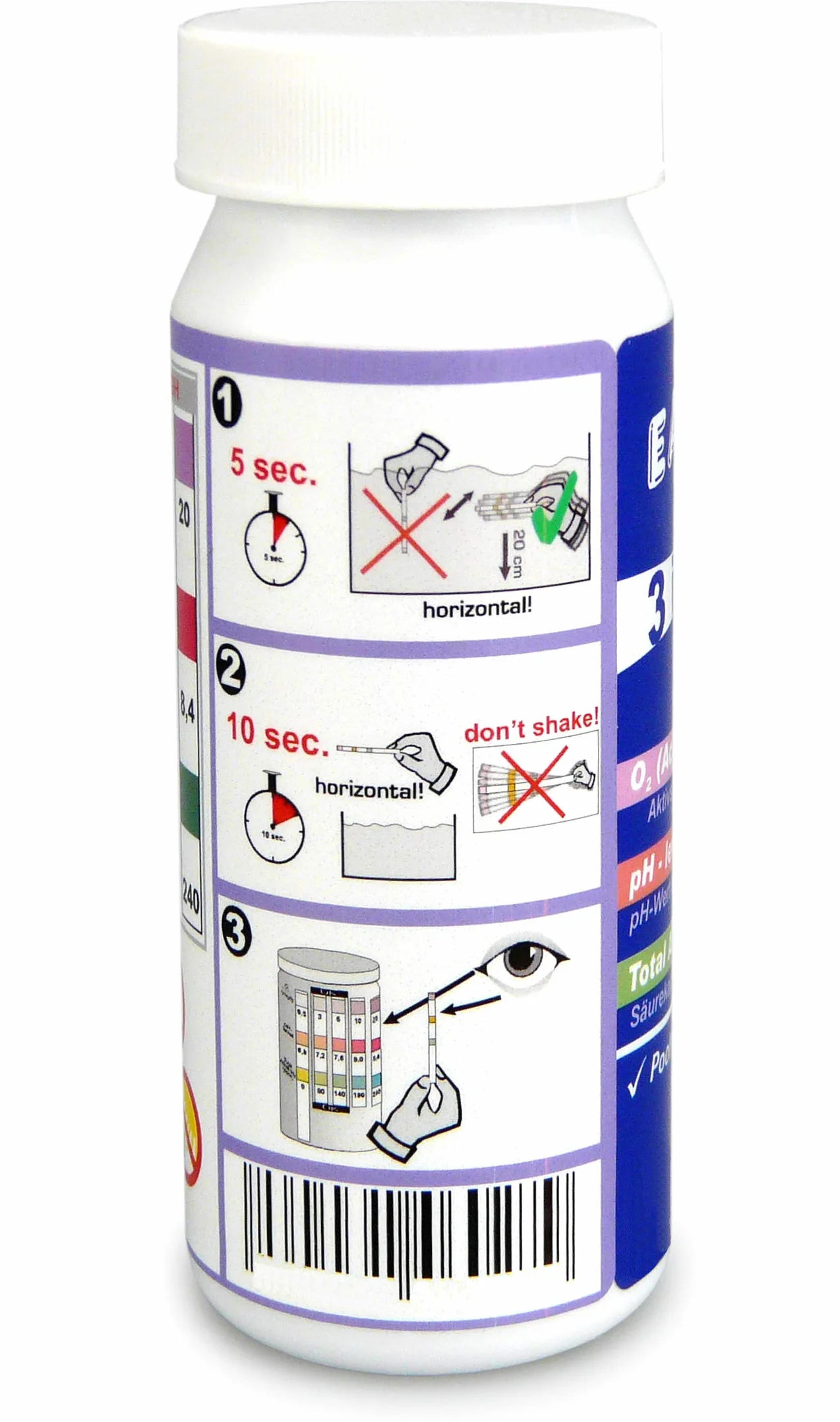 50x Bandelettes de test d'eau 3en1 pH, alcalinité (TAC) & oxygène actif – analyse rapide pour piscine, spa, jacuzzi & aquarium