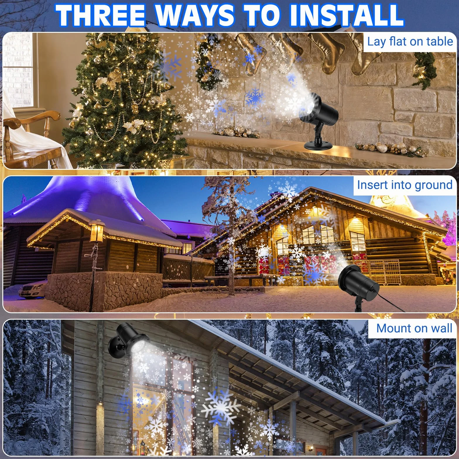 Projecteur LED Flocon de Neige IP65 Étanche Noël Décoration Extérieur Intérieur