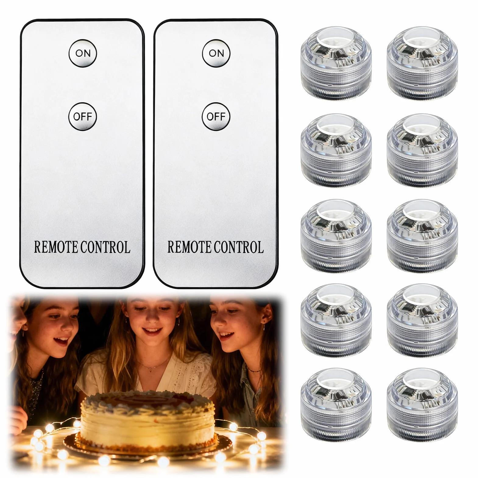 Mini lumières LED submersible 10pcs, lampe piscine LED étanche blanc chaud avec télécommande, éclairage piscine sans fil