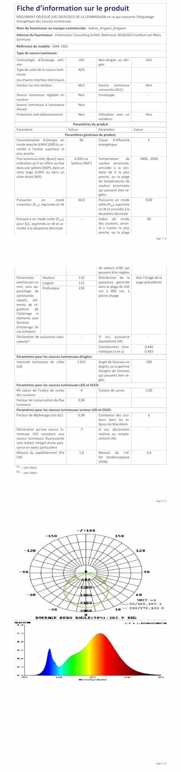 Ledmo Éclairage de piscine LED RVB PAR56 38 W IP68 12 V avec télécommande