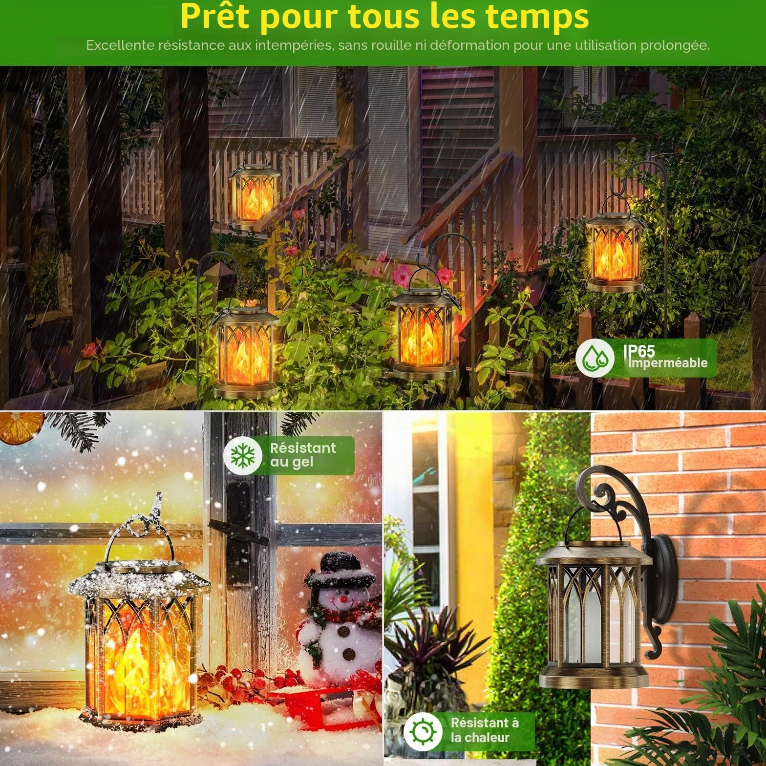 GEARLITE Lanterne Solaire Exterieur Jardin 2 Pièces IP65 Étanche LED avec Clips