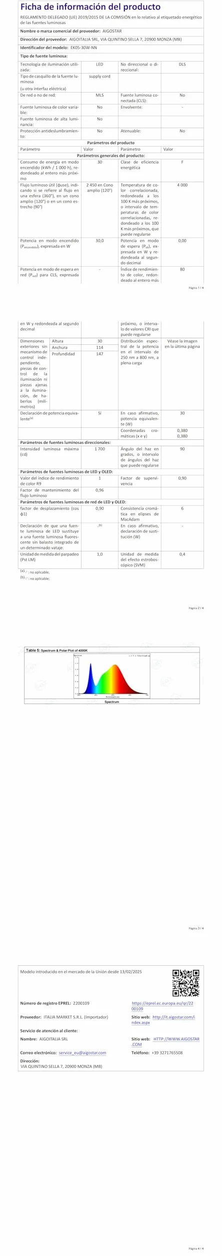 Aigostar Projecteur LED Extérieur 30W 2450lm 4000K IP65 Imperméable Lumière de Sécurité Lot de 2