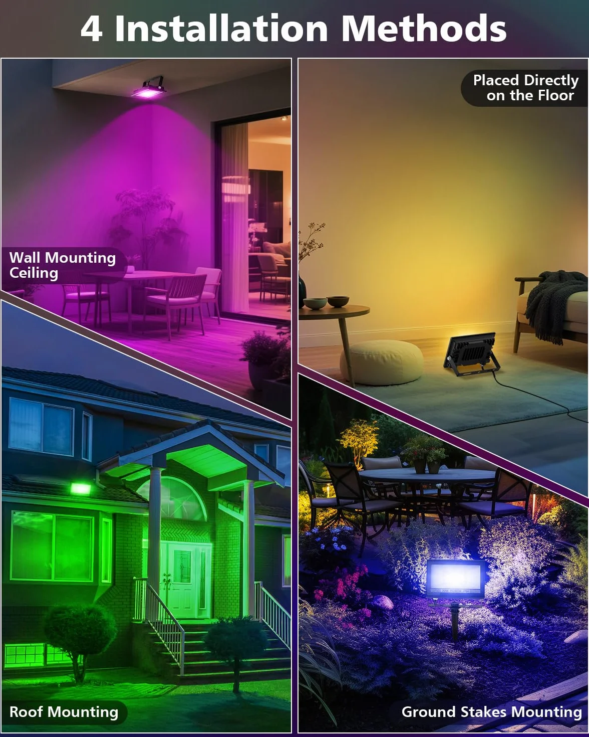 Projecteur LED Extérieur 30W RGB T-SUN IP66 avec Application et Télécommande