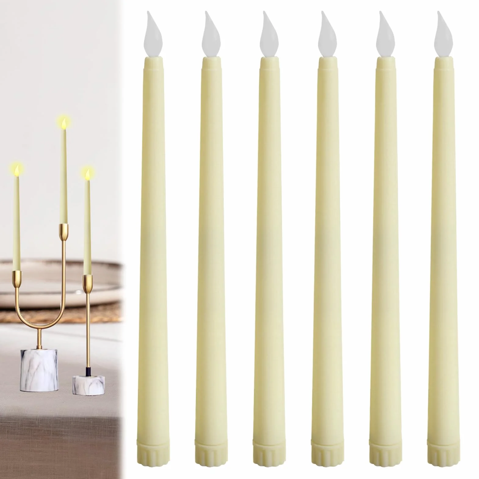 Bougie Longue LED 6 Pièces Flamme Vacillante Électrique Décoration Noël Anniversaire Maison