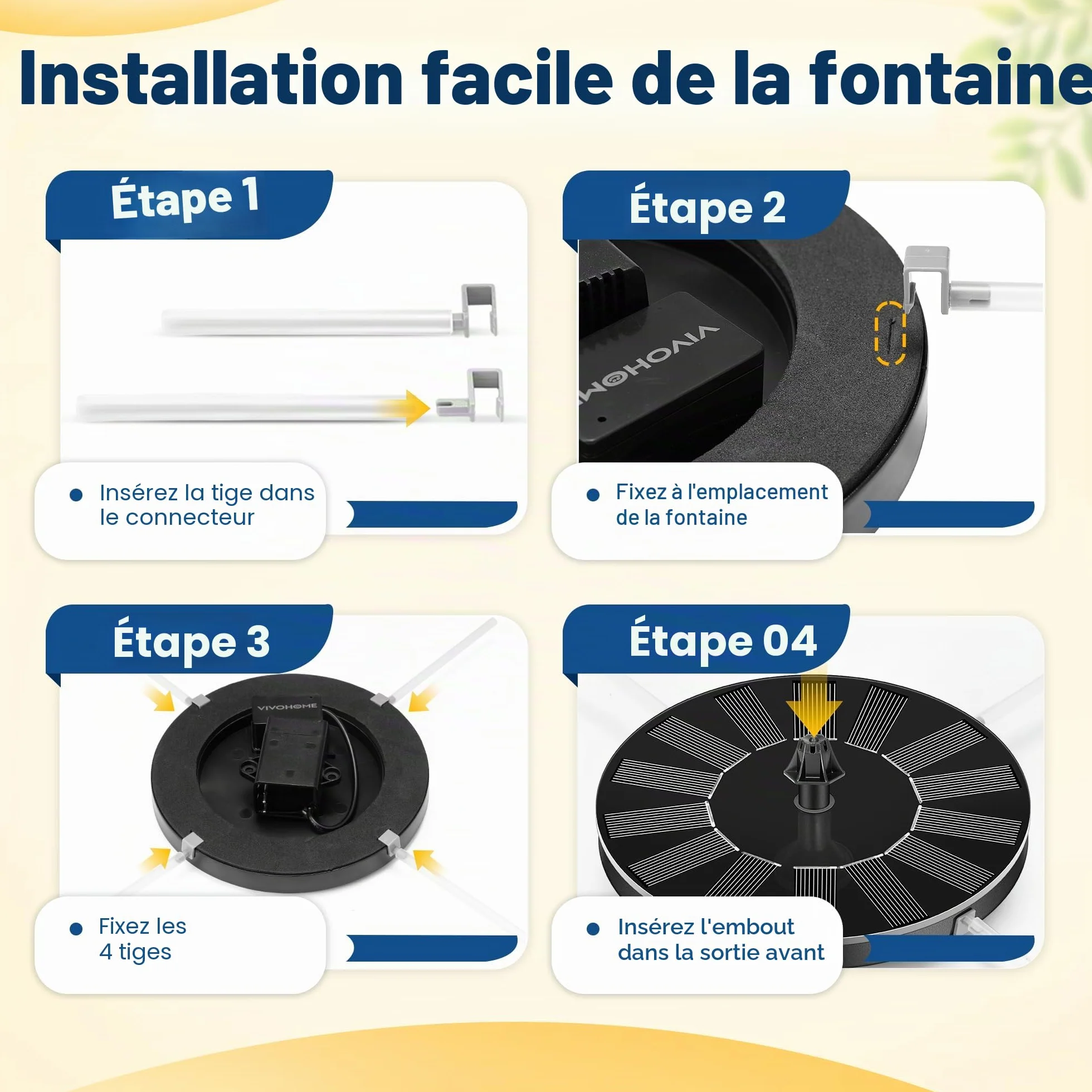 VIVOHOME Bain d'oiseaux avec Fontaine Solaire Antique pour Extérieur Jardin Vert
