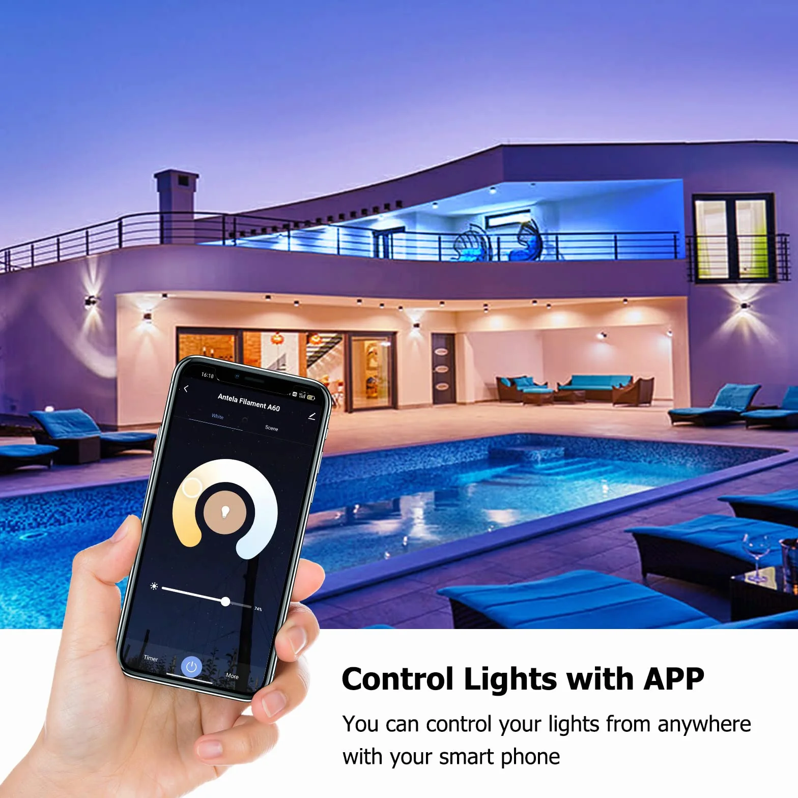 ANTELA Ampoule Connectée Wifi E27 7W LED Filament 2700K-6500K Blanc Froid/Chaud Compatible Alexa Google Home