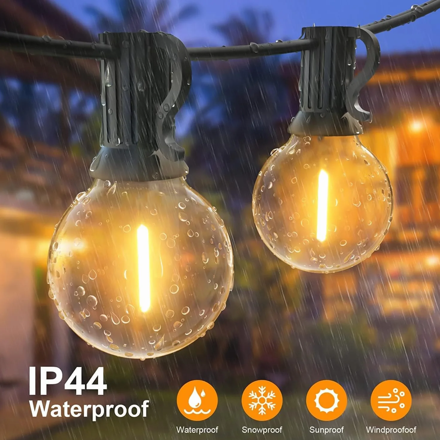 Guirlande Guinguette Extérieur 30M Lumineuse G40 LED IP45 Blanc Chaud Chaîne Lumiere Exterieur