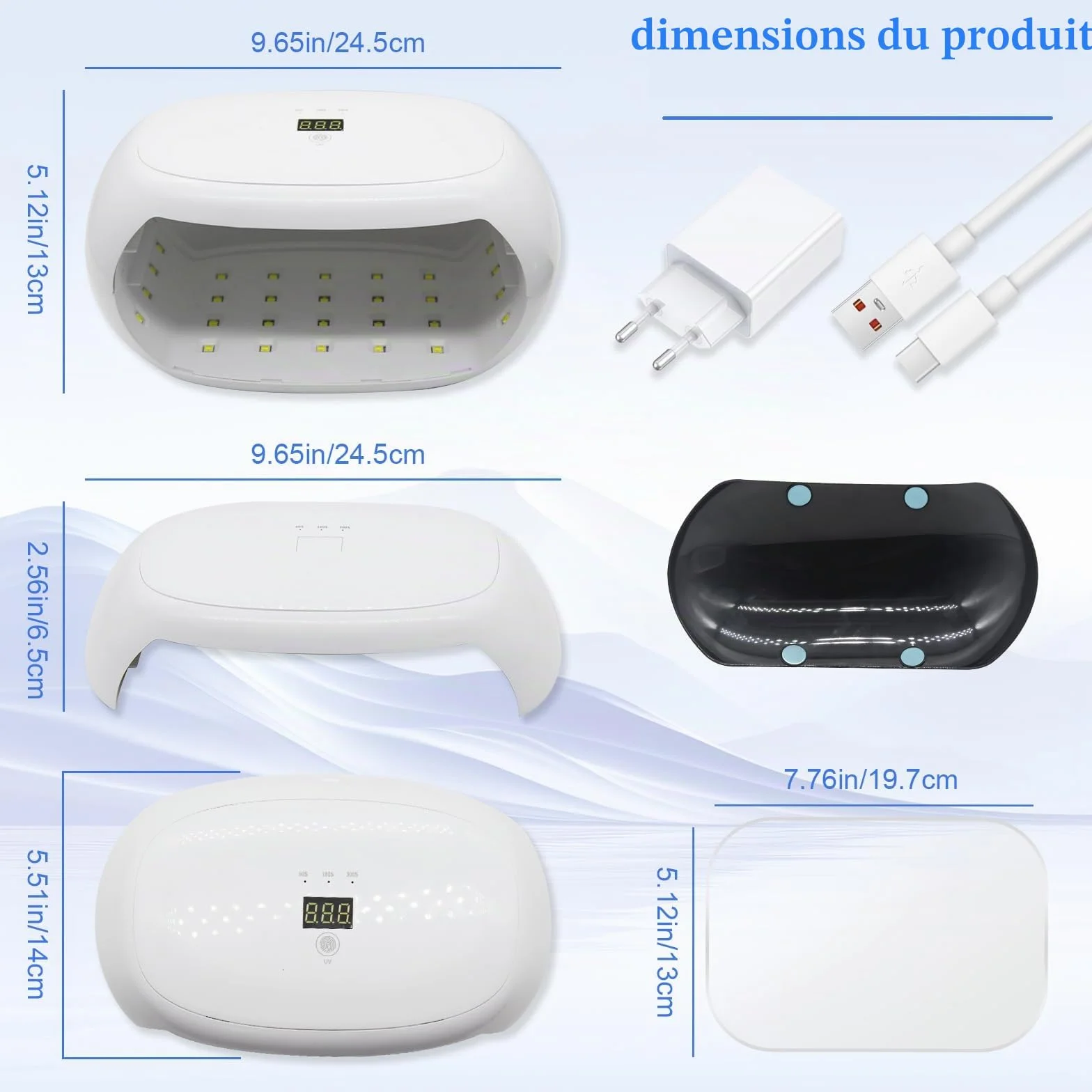 Lampe à Résines UV Double Face 60W à Durcissement Rapide avec Affichage LED pour Résine