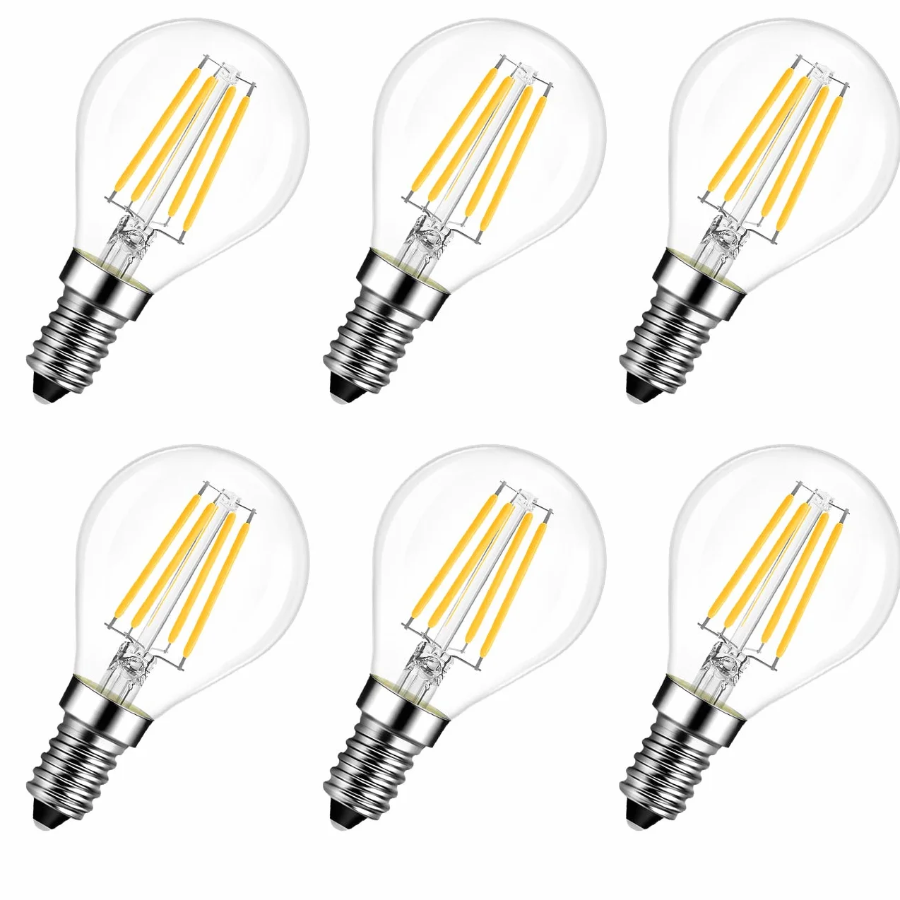 Ampoule LED E14 4W Filament Rétro 2700K Blanc Chaud Lot de 6