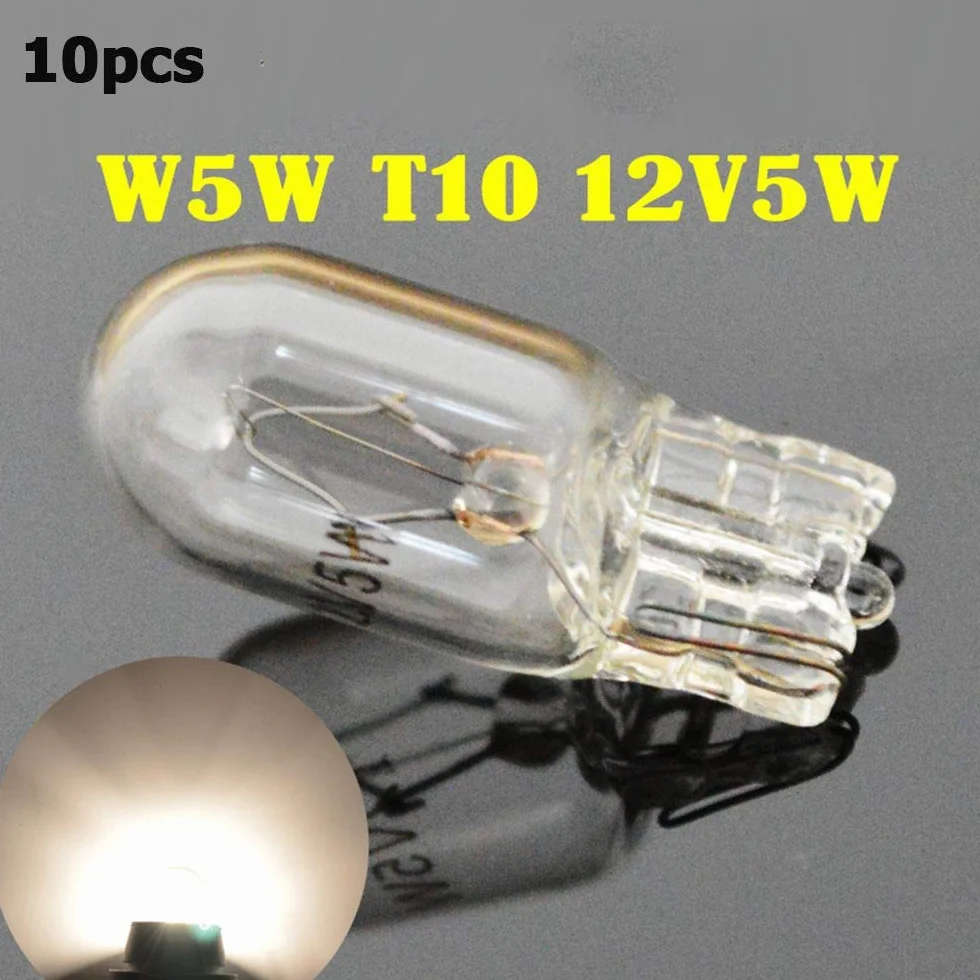 Ampoules halogènes T10 W5W 12V 5W Blanc Chaud Feux de Plaque d'immatriculation Voiture
