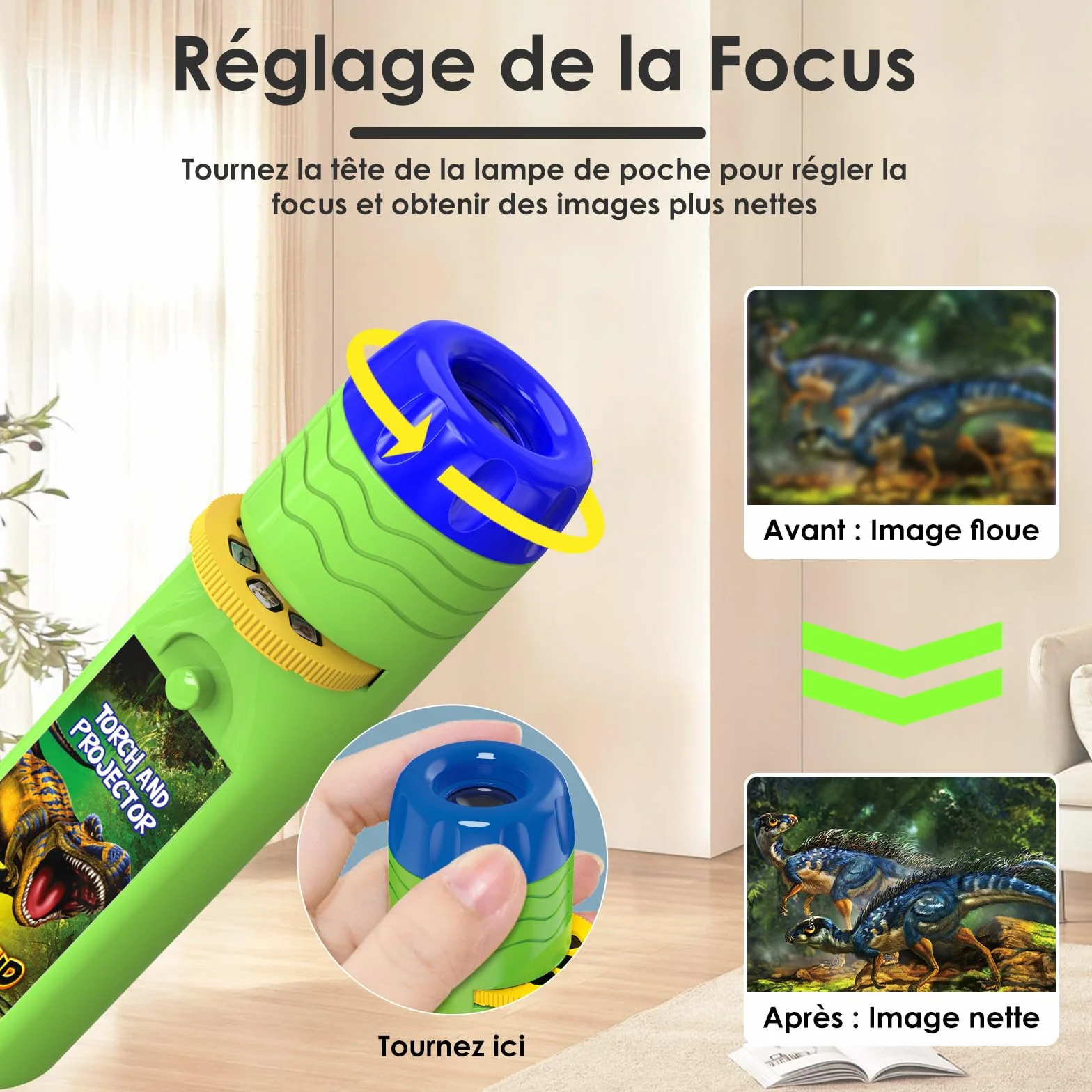 Pup Go Lampe Torche Projecteur Dinosaure Enfants 3+ Ans, 3 Disques 24 Images, Jouet Éducatif Scientifique