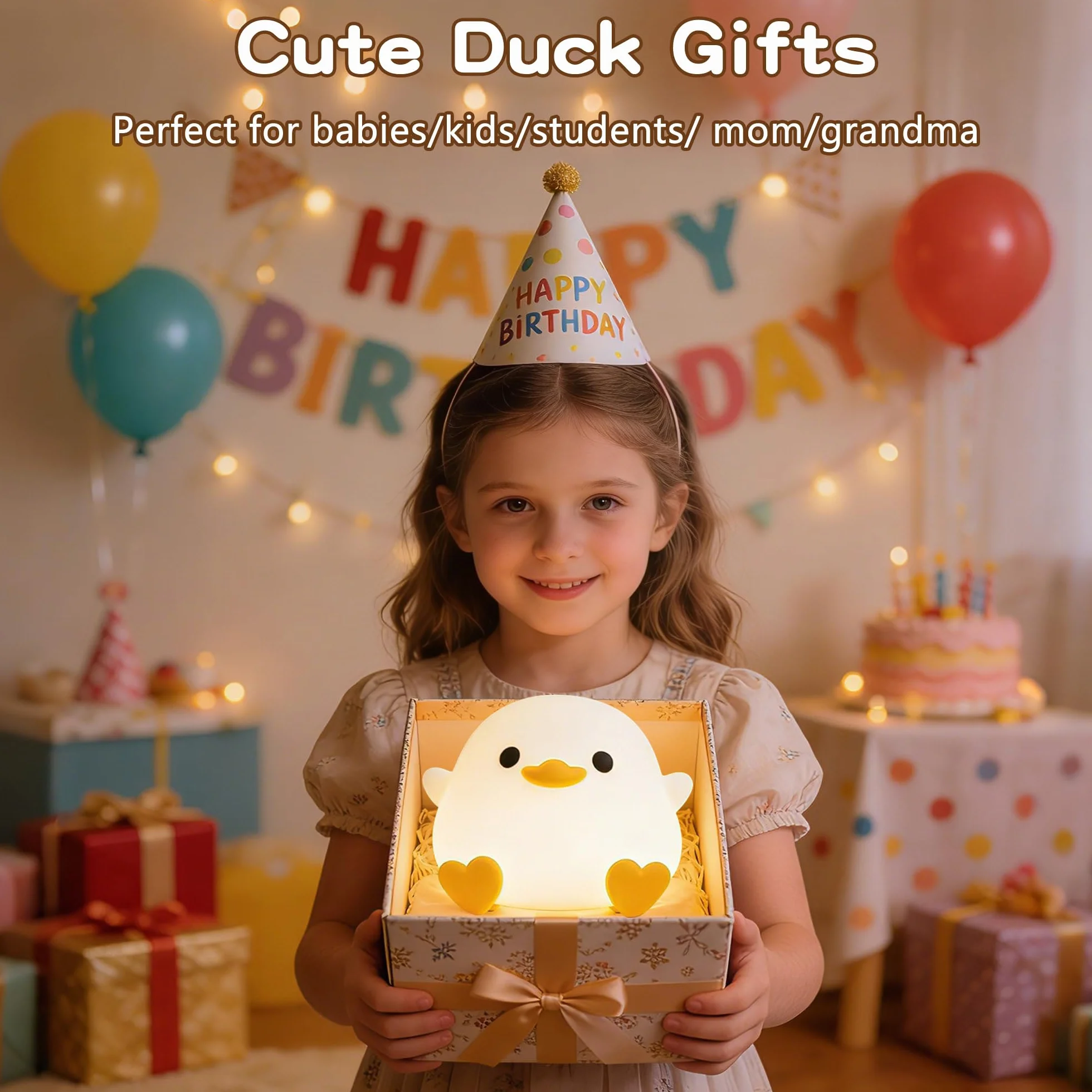 FAMIDUO Veilleuse Bébé Canard Lampe Chevet Silicon Réglable USB Rechargeable Décoration Chambre Cadeau Enfant