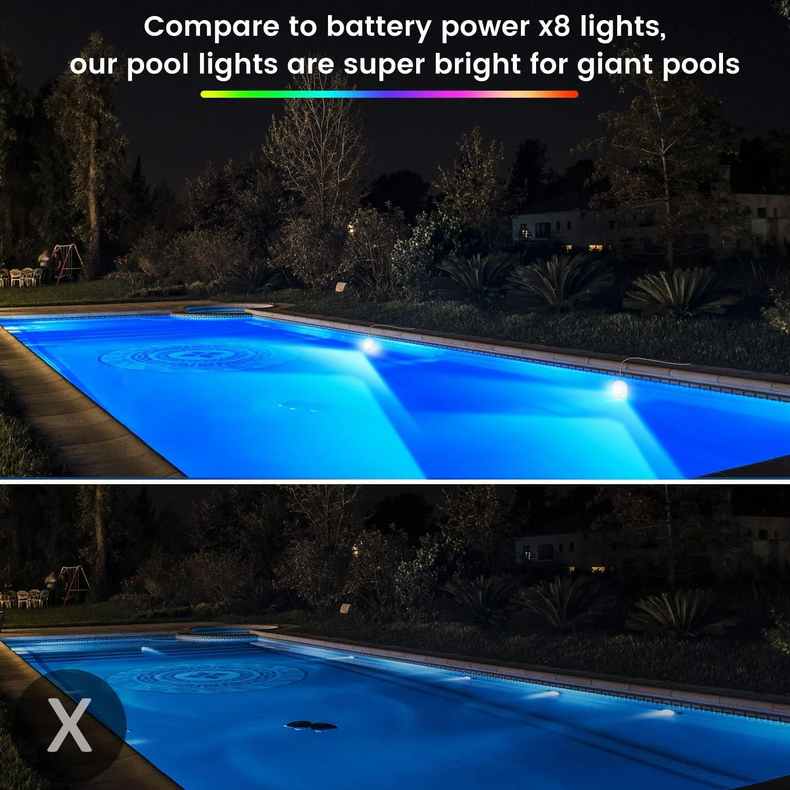LyLmLe 20W Eclairage Piscine LED sans fil, 12V Lumières Piscine Submersible IP68, Dimmable avec Contrôle APP, 8m Câble