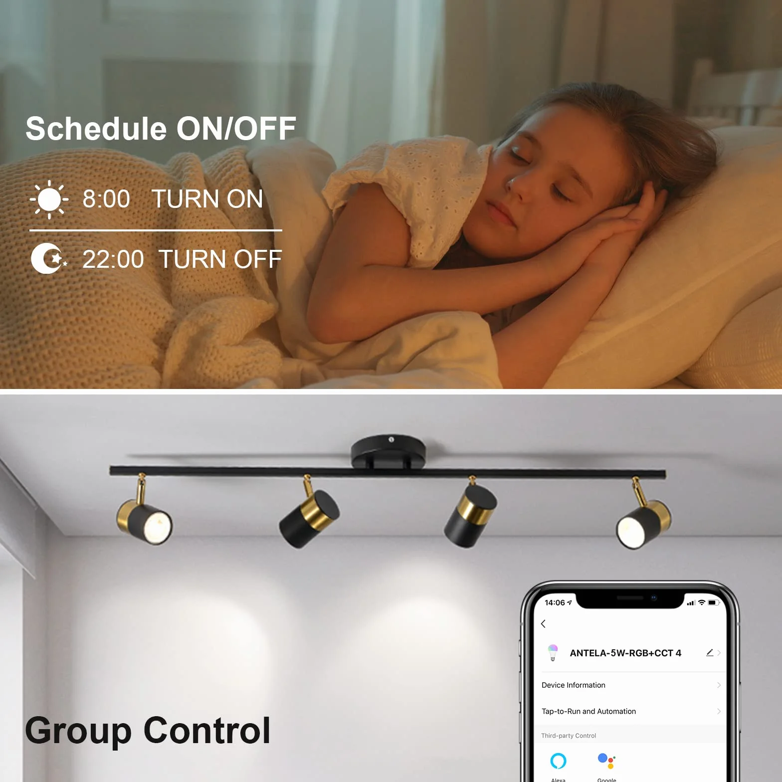 ANTELA Ampoule Connectée GU10 WiFi 5W 400LM LED RGB 2700K-6500K Compatible Alexa Google Home 4PCs