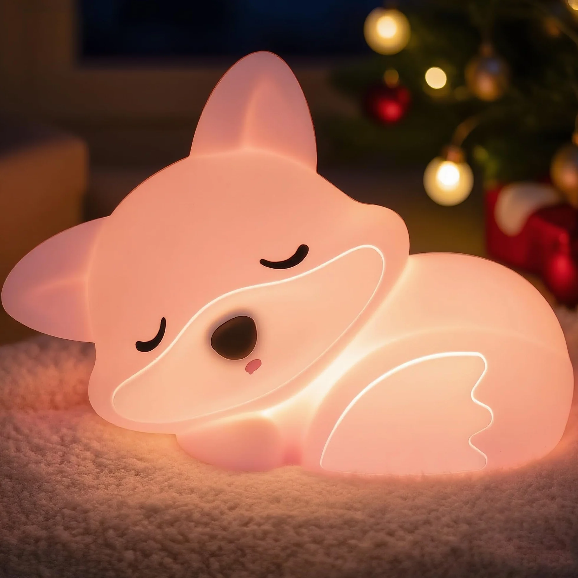 Lampe renard rose en silicone à intensité variable veilleuse enfant décoration