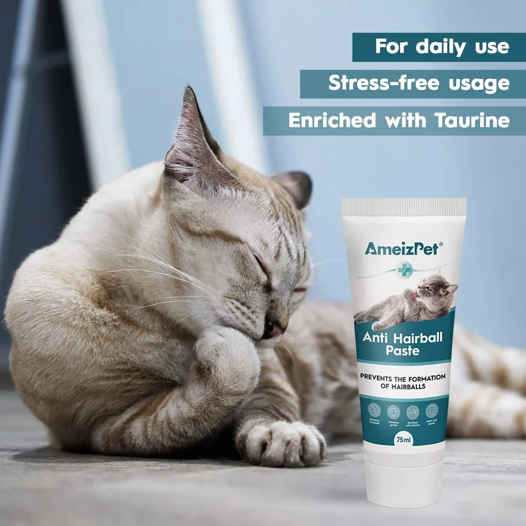Pâte Anti Boule de Poil pour Chat Ameizpet, Complément Alimentaire Tube 100g