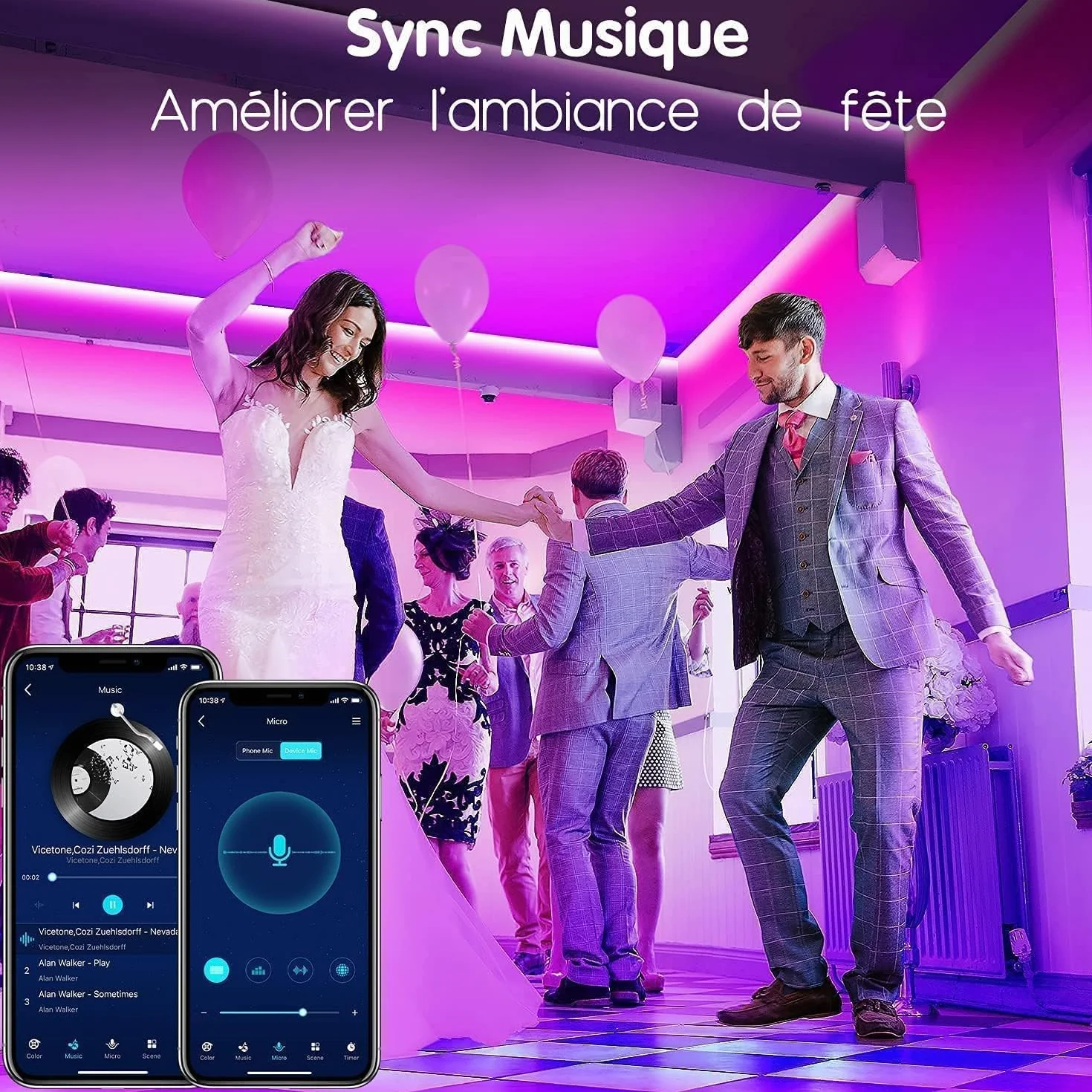 Keepsmile Ruban LED 30m (15mx2) Bluetooth Chambre, Bande LED Télécommande APP, Guirlande Lumineuse Décoration