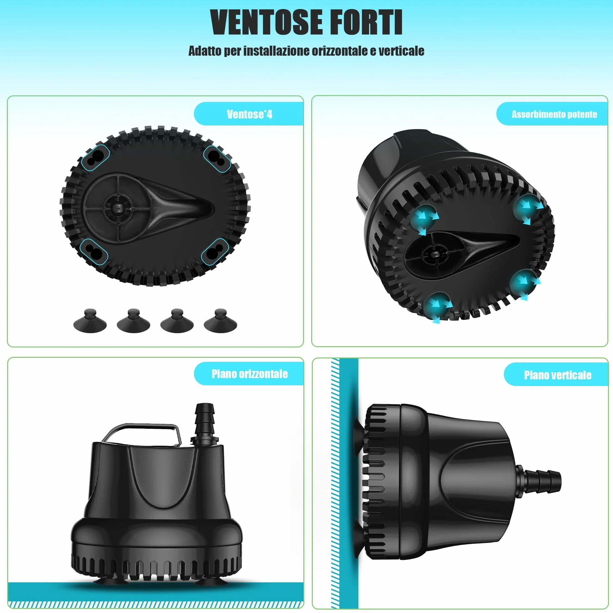 Pompe à Eau Submersible 25W 1500 L/H Ultra Silencieuse pour Bassin Fontaine Jardin avec 5 Buses 1.5M Tuyau
