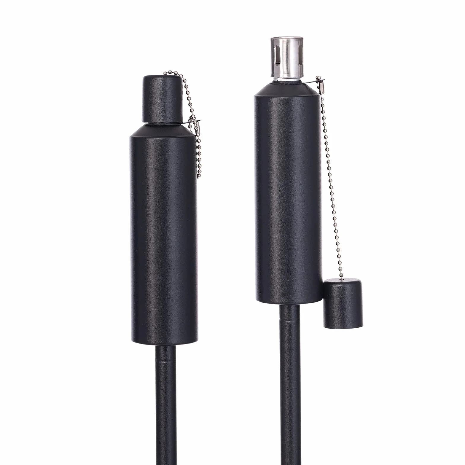 Torche de Jardin Huile en Acier Inoxydable, Torche Exterieur Remplissable 115 cm Noir