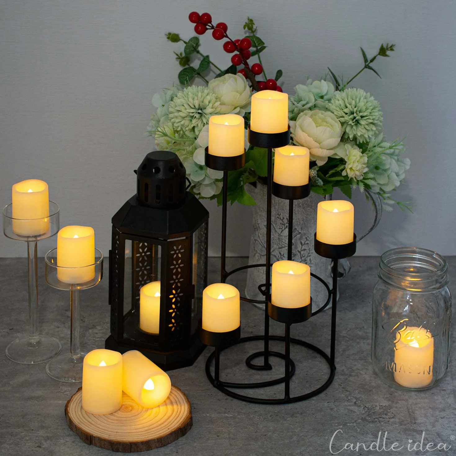 Bougies LED sans flamme vacillantes 5 cm lot de 24 pour mariage Noël avec piles incluses