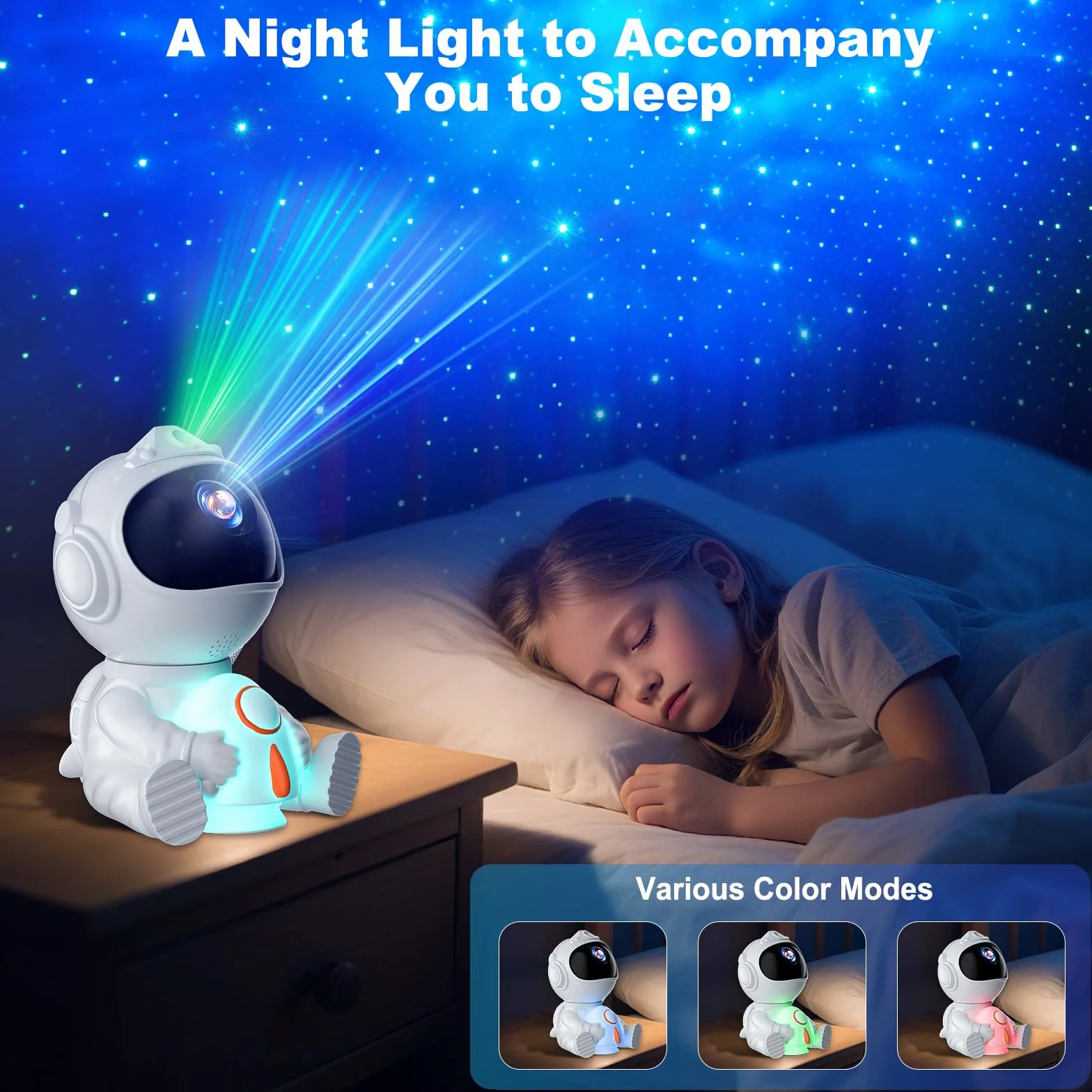 Astronaute Projecteur LED Ciel Étoilé 8 Modes Nébuleuses 5 Modes Luminosité Vitesse 2 Étoiles Galaxie Veilleuse Fusée