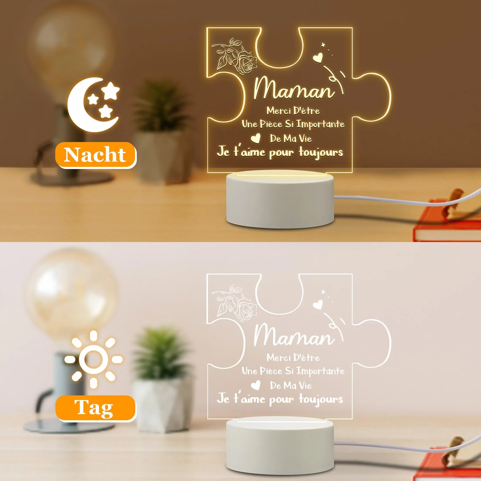 Lampe en Acrylique Personnalisée Cadeau Fête des Mères pour Maman Femme