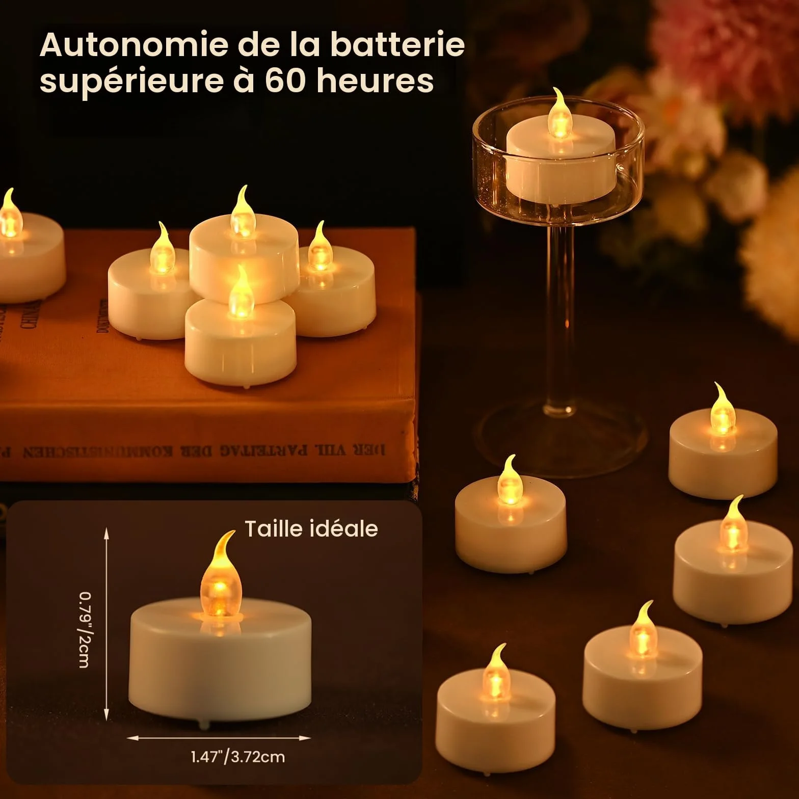 Cimetech 12 Bougies LED Chauffe-Plat avec Minuterie Télécommande Décoration Maison