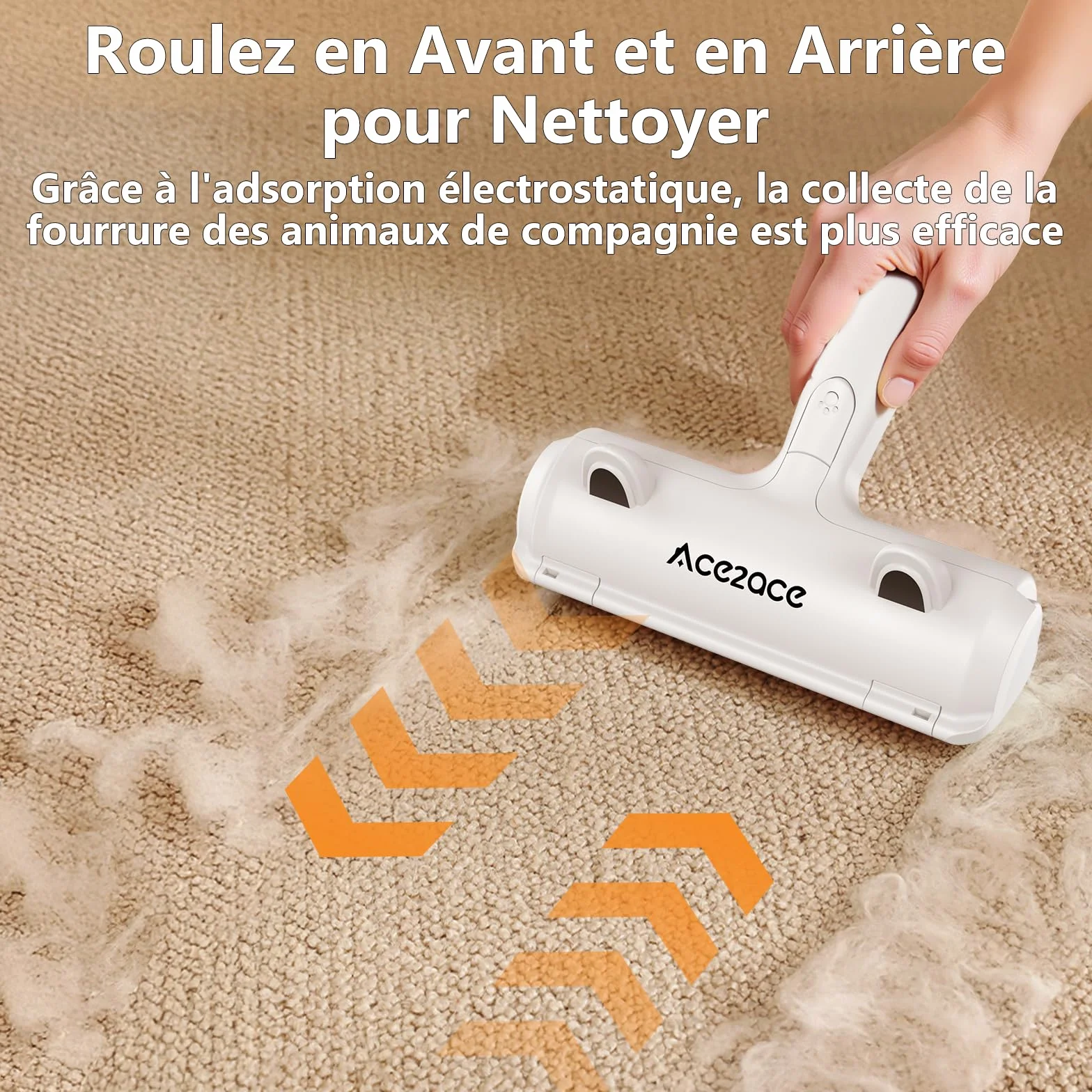 ACE2ACE Brosse Anti Poils Animaux pour Chat Chien, Rouleau Ramasse Poils Réutilisable
