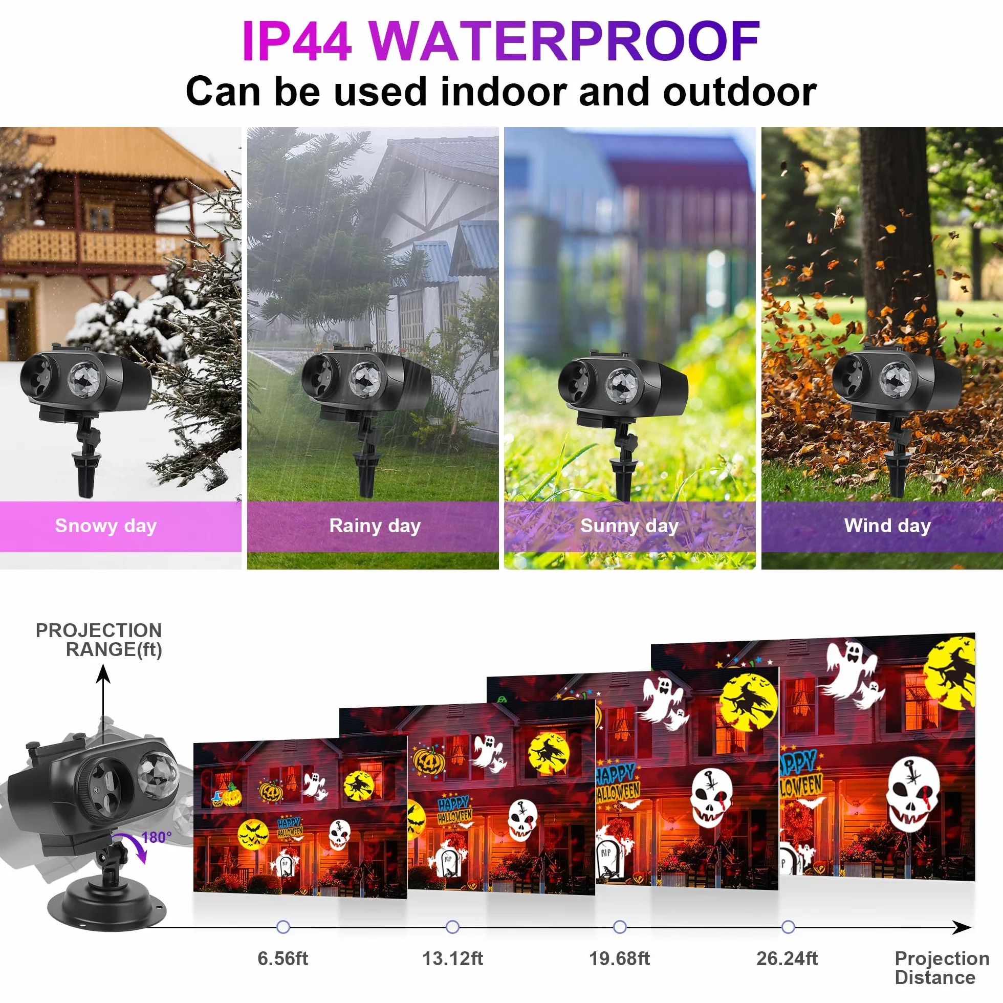 Projecteur LED Noël Extérieur IP67 avec 10 Diapositives 8 Motifs 10 Couleurs Océan